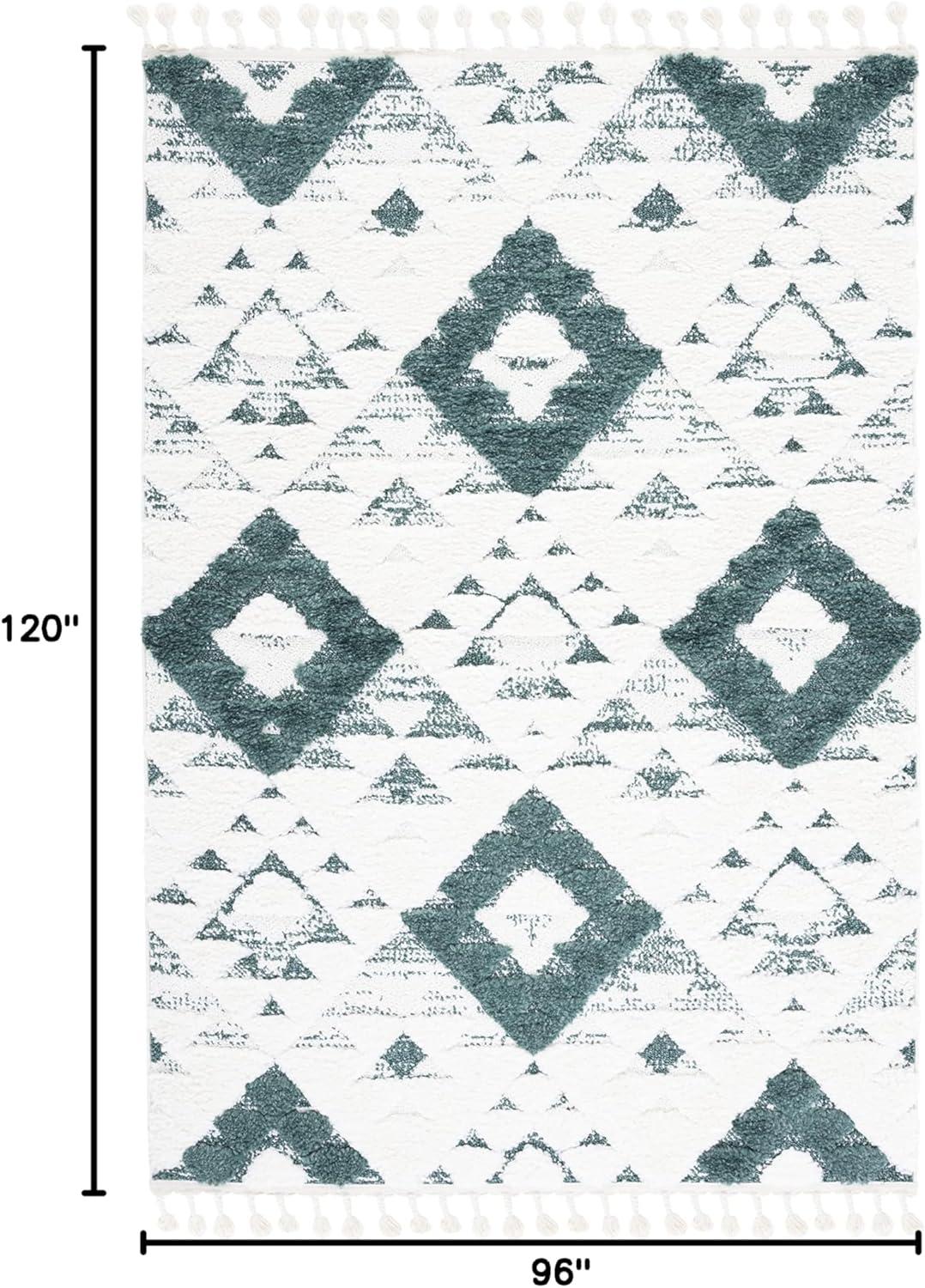 image:imageSAFAVIEH Area Rug 8x10 Moroccan Tassel Shag Collection Large Ivory amp Brown NonShedding amp Easy to Clean Plush HighLow Texture Ideal for Living Room Bedroom Dining Space MTS688AGreenIvory