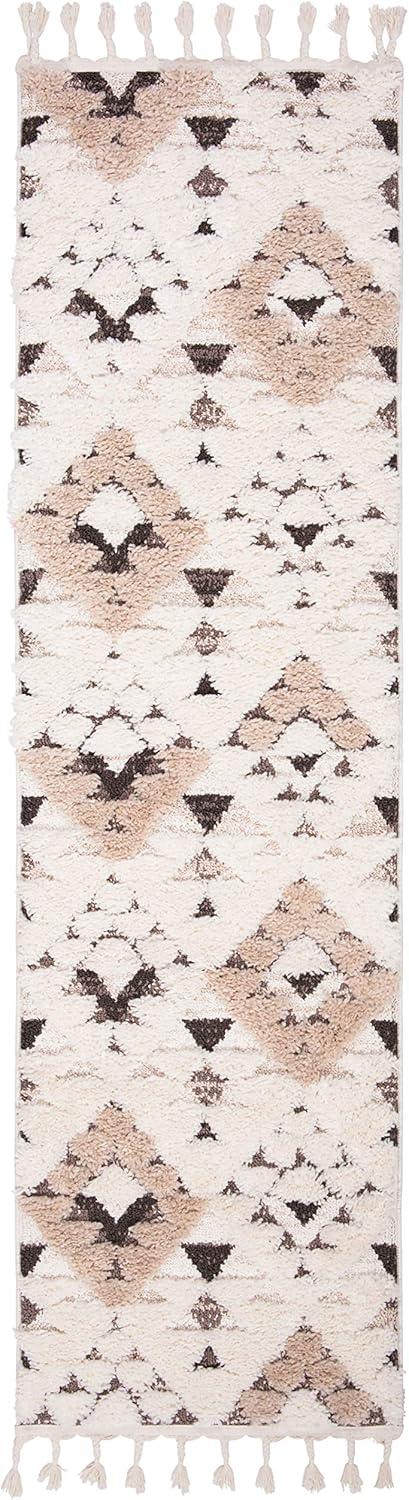 image:imageSAFAVIEH Area Rug 8x10 Moroccan Tassel Shag Collection Large Ivory amp Brown NonShedding amp Easy to Clean Plush HighLow Texture Ideal for Living Room Bedroom Dining Space MTS688AIvoryBrown