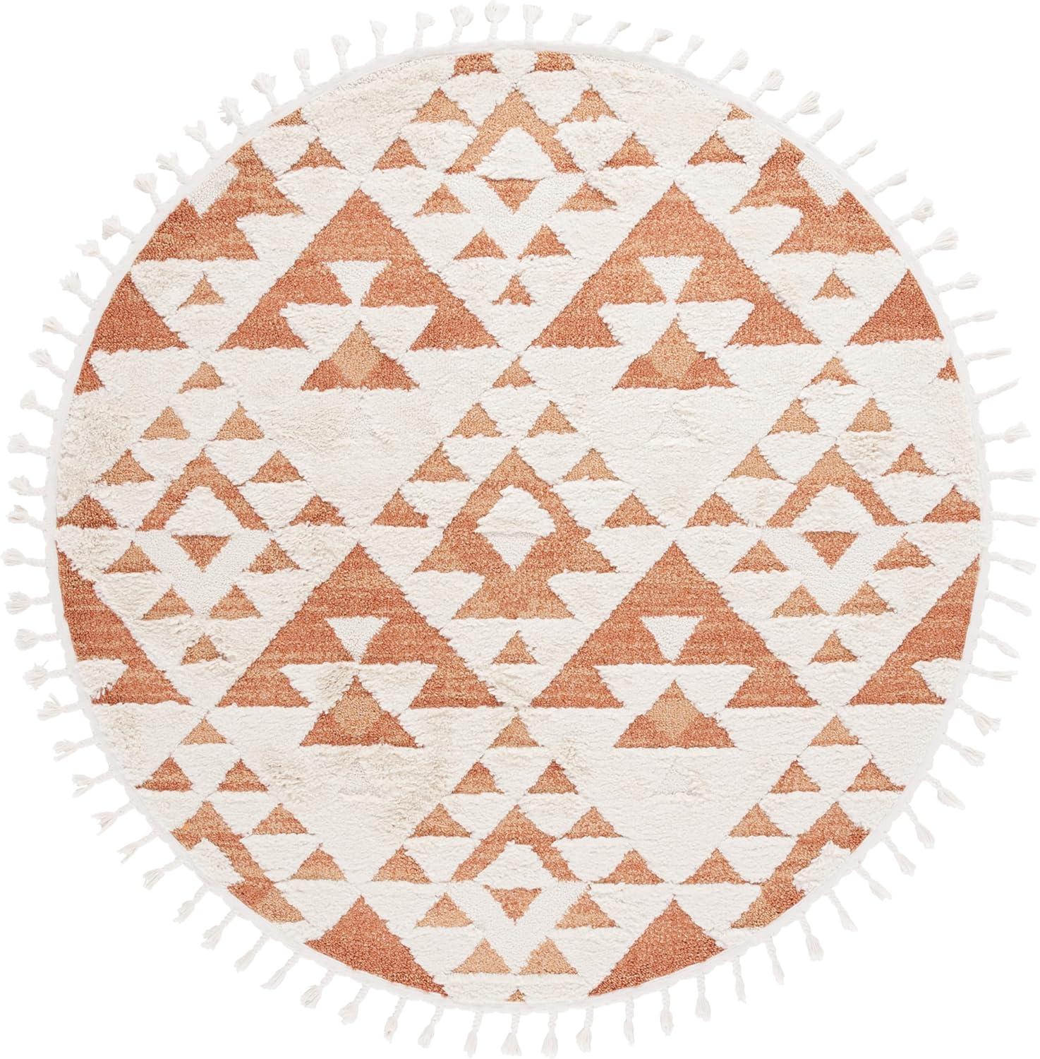 image:imageSAFAVIEH Area Rug 8x10 Moroccan Tassel Shag Collection Large Ivory amp Brown NonShedding amp Easy to Clean Plush HighLow Texture Ideal for Living Room Bedroom Dining Space MTS688AIvoryBrick Rust