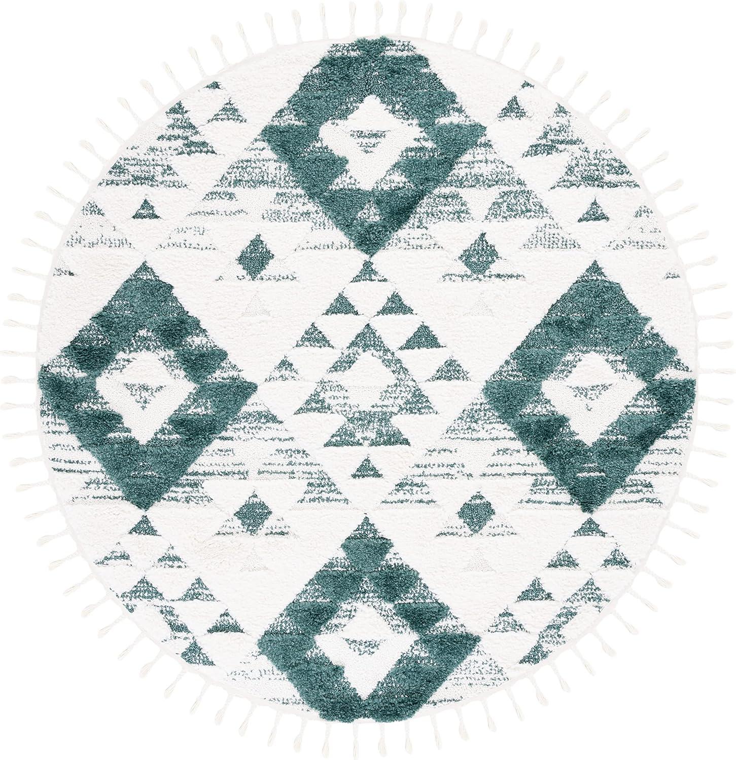 image:imageSAFAVIEH Area Rug 8x10 Moroccan Tassel Shag Collection Large Ivory amp Brown NonShedding amp Easy to Clean Plush HighLow Texture Ideal for Living Room Bedroom Dining Space MTS688AGreenIvory