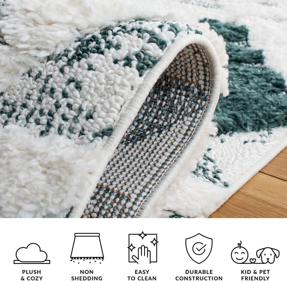 image:imageSAFAVIEH Area Rug 8x10 Moroccan Tassel Shag Collection Large Ivory amp Brown NonShedding amp Easy to Clean Plush HighLow Texture Ideal for Living Room Bedroom Dining Space MTS688ABlueIvory
