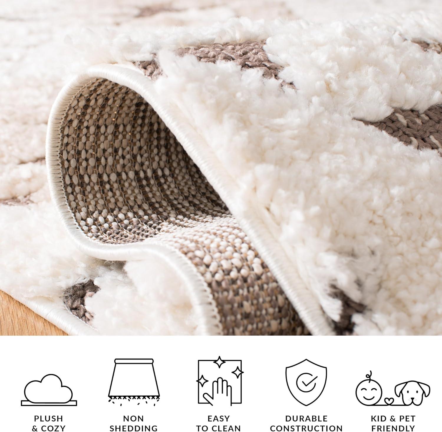 image:imageSAFAVIEH Area Rug 8x10 Moroccan Tassel Shag Collection Large Ivory amp Brown NonShedding amp Easy to Clean Plush HighLow Texture Ideal for Living Room Bedroom Dining Space MTS688AIvoryBrown