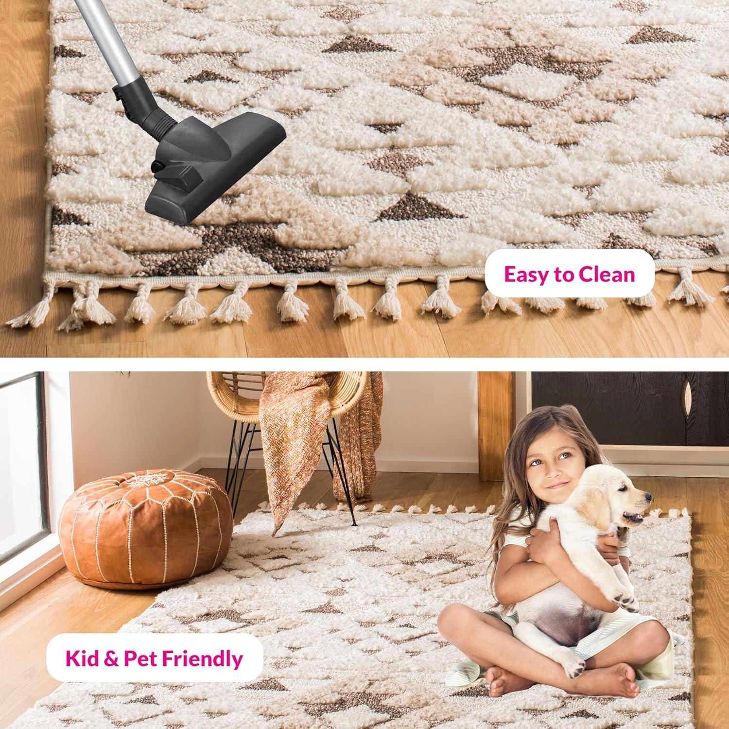 image:imageSAFAVIEH Area Rug 8x10 Moroccan Tassel Shag Collection Large Ivory amp Brown NonShedding amp Easy to Clean Plush HighLow Texture Ideal for Living Room Bedroom Dining Space MTS688AIvoryBrown