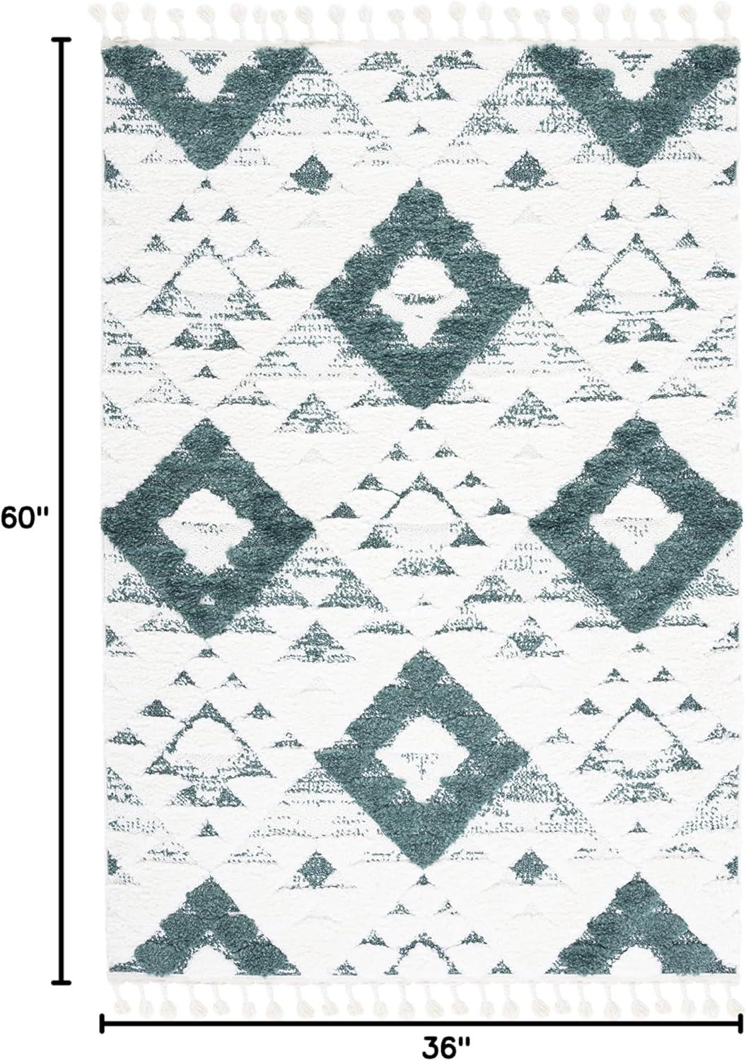 image:imageSAFAVIEH Area Rug 8x10 Moroccan Tassel Shag Collection Large Ivory amp Brown NonShedding amp Easy to Clean Plush HighLow Texture Ideal for Living Room Bedroom Dining Space MTS688AGreenIvory