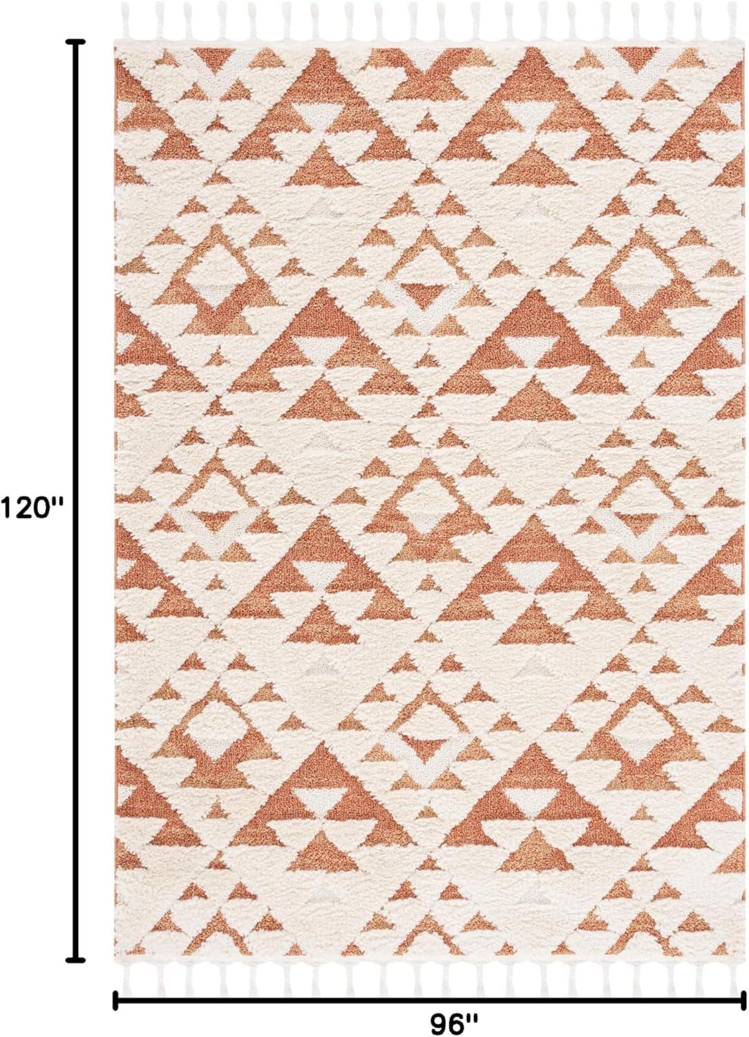 image:imageSAFAVIEH Area Rug 8x10 Moroccan Tassel Shag Collection Large Ivory amp Brown NonShedding amp Easy to Clean Plush HighLow Texture Ideal for Living Room Bedroom Dining Space MTS688AIvoryBrick Rust