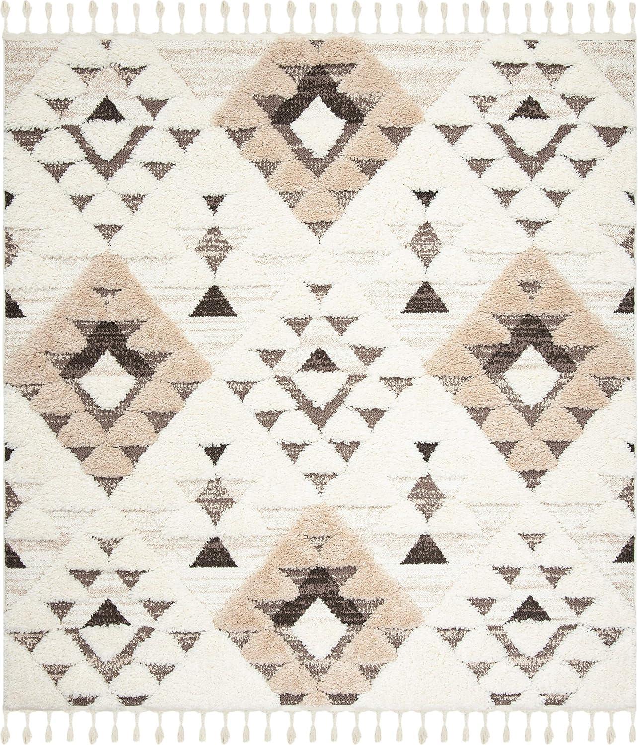 image:imageSAFAVIEH Area Rug 8x10 Moroccan Tassel Shag Collection Large Ivory amp Brown NonShedding amp Easy to Clean Plush HighLow Texture Ideal for Living Room Bedroom Dining Space MTS688AIvoryBrown