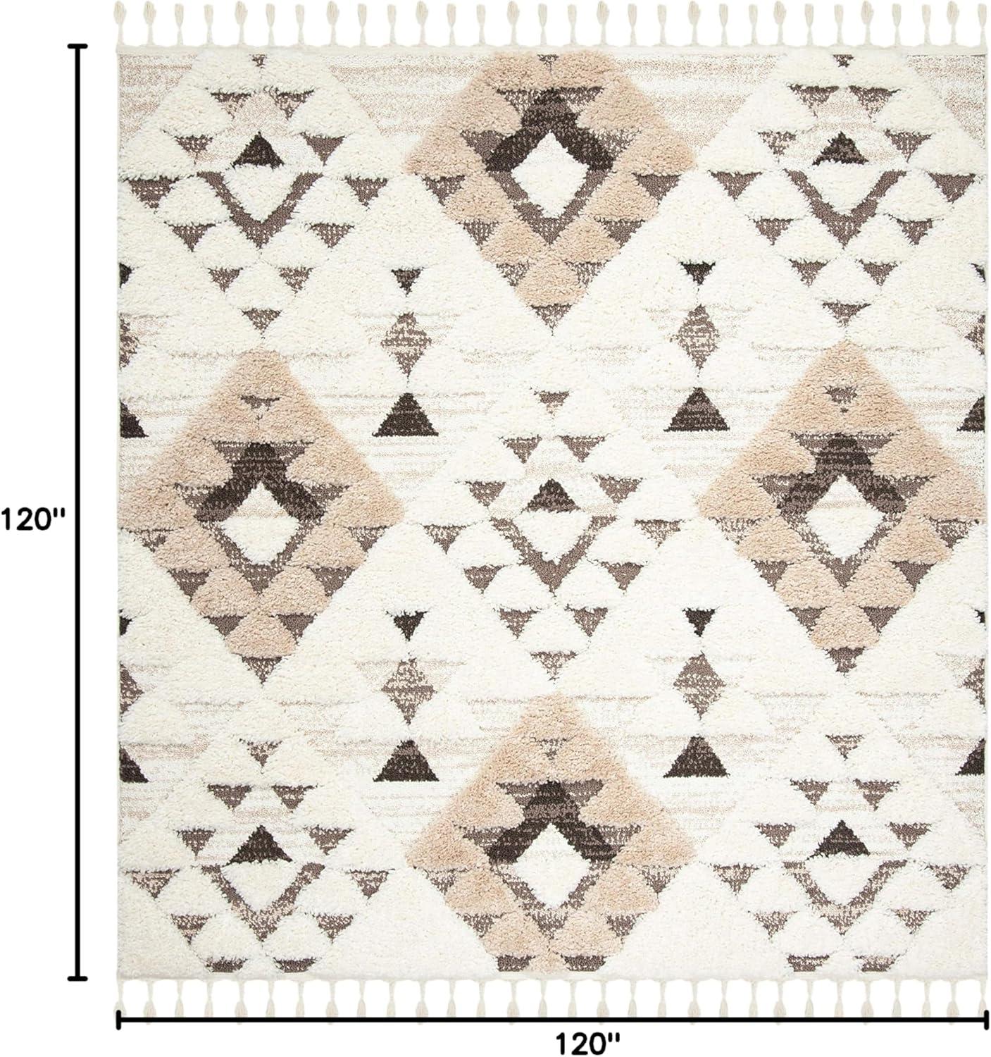 image:imageSAFAVIEH Area Rug 8x10 Moroccan Tassel Shag Collection Large Ivory amp Brown NonShedding amp Easy to Clean Plush HighLow Texture Ideal for Living Room Bedroom Dining Space MTS688AIvoryBrown