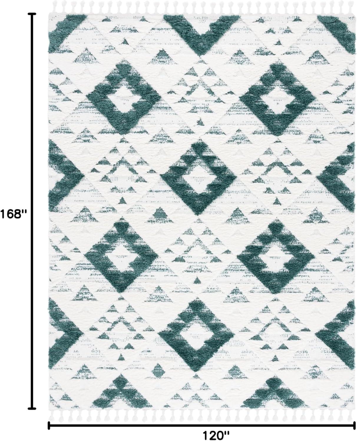image:imageSAFAVIEH Area Rug 8x10 Moroccan Tassel Shag Collection Large Ivory amp Brown NonShedding amp Easy to Clean Plush HighLow Texture Ideal for Living Room Bedroom Dining Space MTS688AGreenIvory