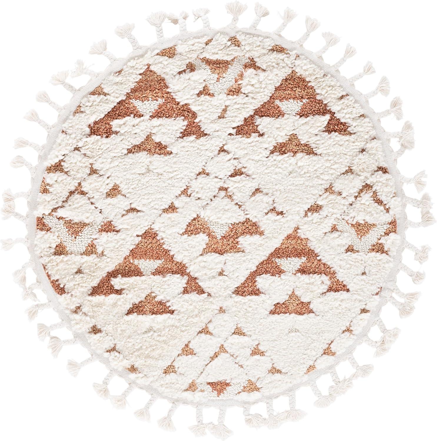 image:imageSAFAVIEH Area Rug 8x10 Moroccan Tassel Shag Collection Large Ivory amp Brown NonShedding amp Easy to Clean Plush HighLow Texture Ideal for Living Room Bedroom Dining Space MTS688AIvoryBrick Rust