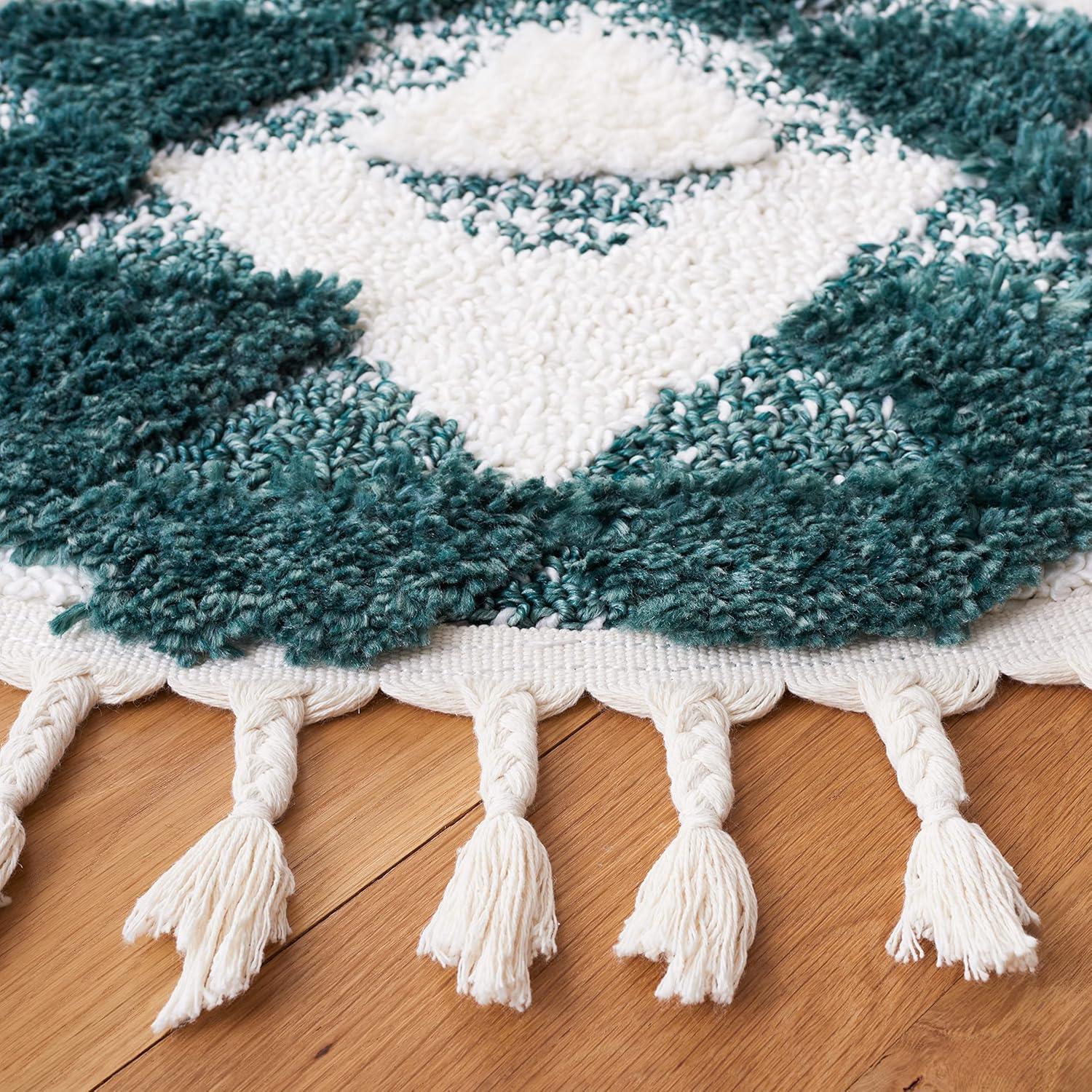 image:imageSAFAVIEH Area Rug 8x10 Moroccan Tassel Shag Collection Large Ivory amp Brown NonShedding amp Easy to Clean Plush HighLow Texture Ideal for Living Room Bedroom Dining Space MTS688AGreenIvory