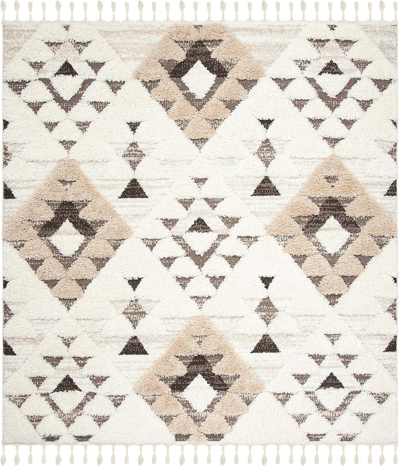 image:imageSAFAVIEH Area Rug 8x10 Moroccan Tassel Shag Collection Large Ivory amp Brown NonShedding amp Easy to Clean Plush HighLow Texture Ideal for Living Room Bedroom Dining Space MTS688AIvoryBrown
