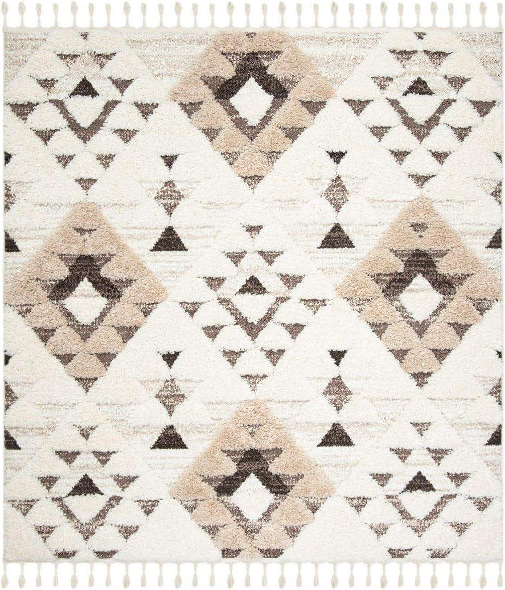 image:imageSAFAVIEH Area Rug 8x10 Moroccan Tassel Shag Collection Large Ivory amp Brown NonShedding amp Easy to Clean Plush HighLow Texture Ideal for Living Room Bedroom Dining Space MTS688AIvoryBrown