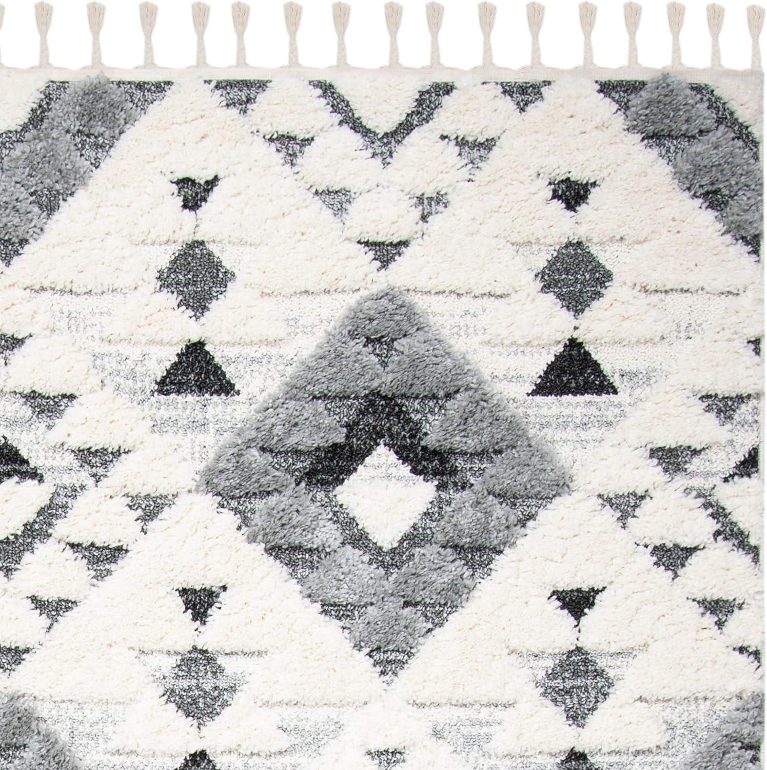 image:imageSAFAVIEH Area Rug 8x10 Moroccan Tassel Shag Collection Large Ivory amp Brown NonShedding amp Easy to Clean Plush HighLow Texture Ideal for Living Room Bedroom Dining Space MTS688AIvoryGrey