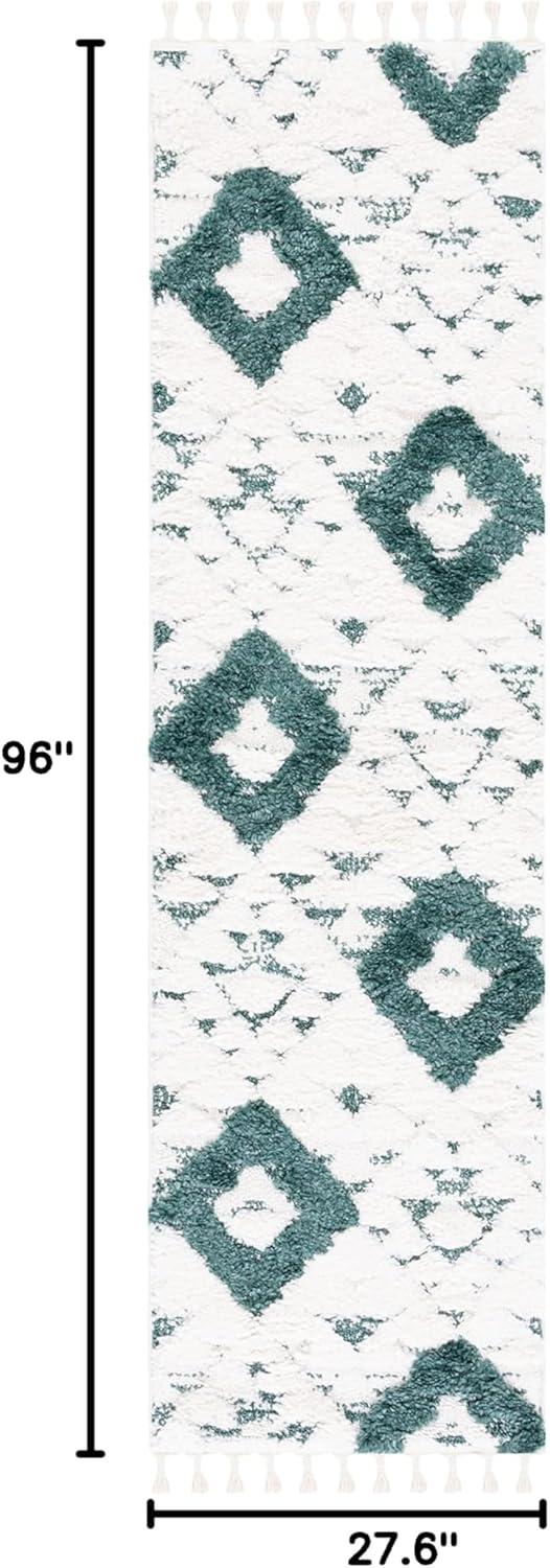 image:imageSAFAVIEH Area Rug 8x10 Moroccan Tassel Shag Collection Large Ivory amp Brown NonShedding amp Easy to Clean Plush HighLow Texture Ideal for Living Room Bedroom Dining Space MTS688AGreenIvory
