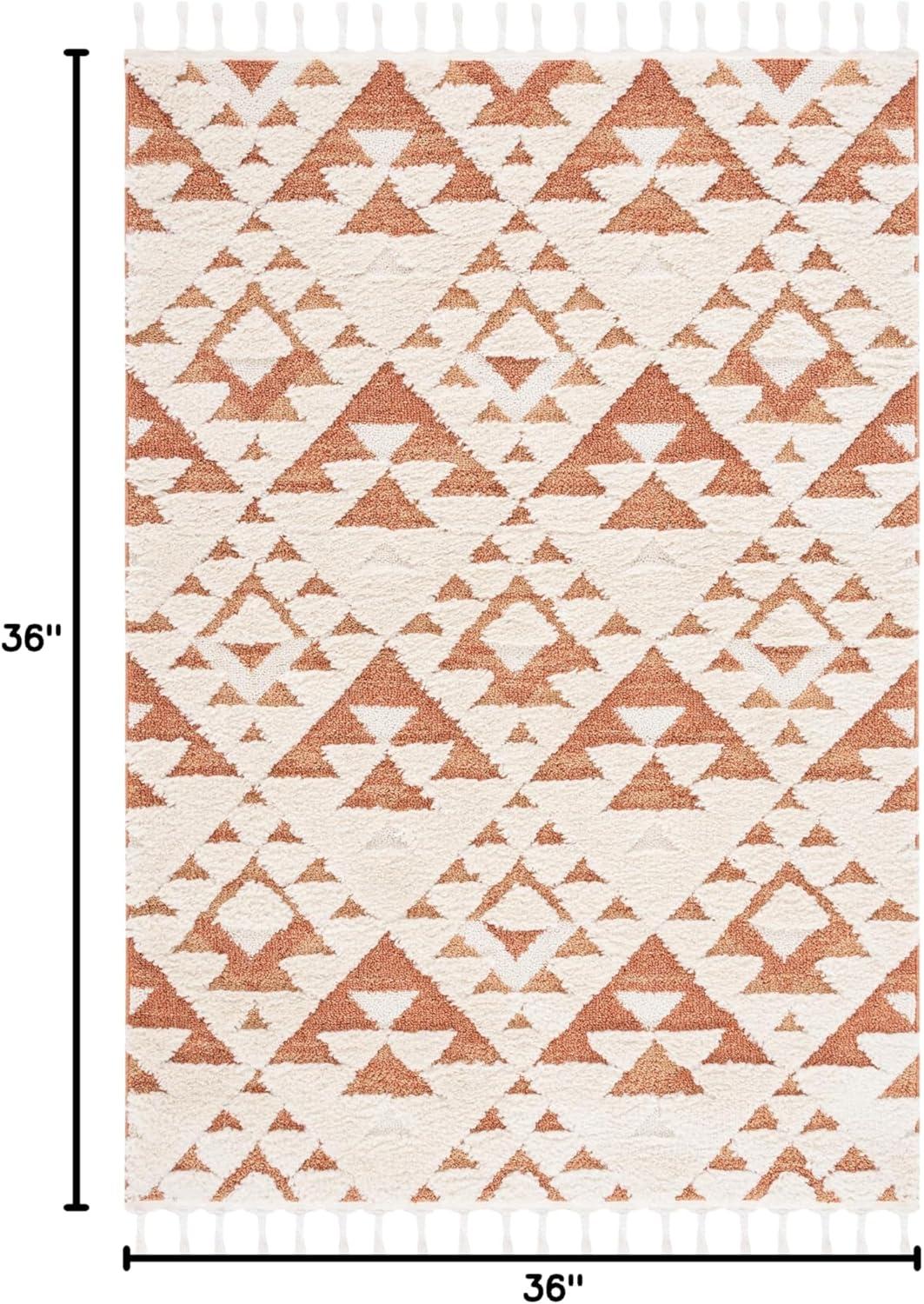image:imageSAFAVIEH Area Rug 8x10 Moroccan Tassel Shag Collection Large Ivory amp Brown NonShedding amp Easy to Clean Plush HighLow Texture Ideal for Living Room Bedroom Dining Space MTS688AIvoryBrick Rust