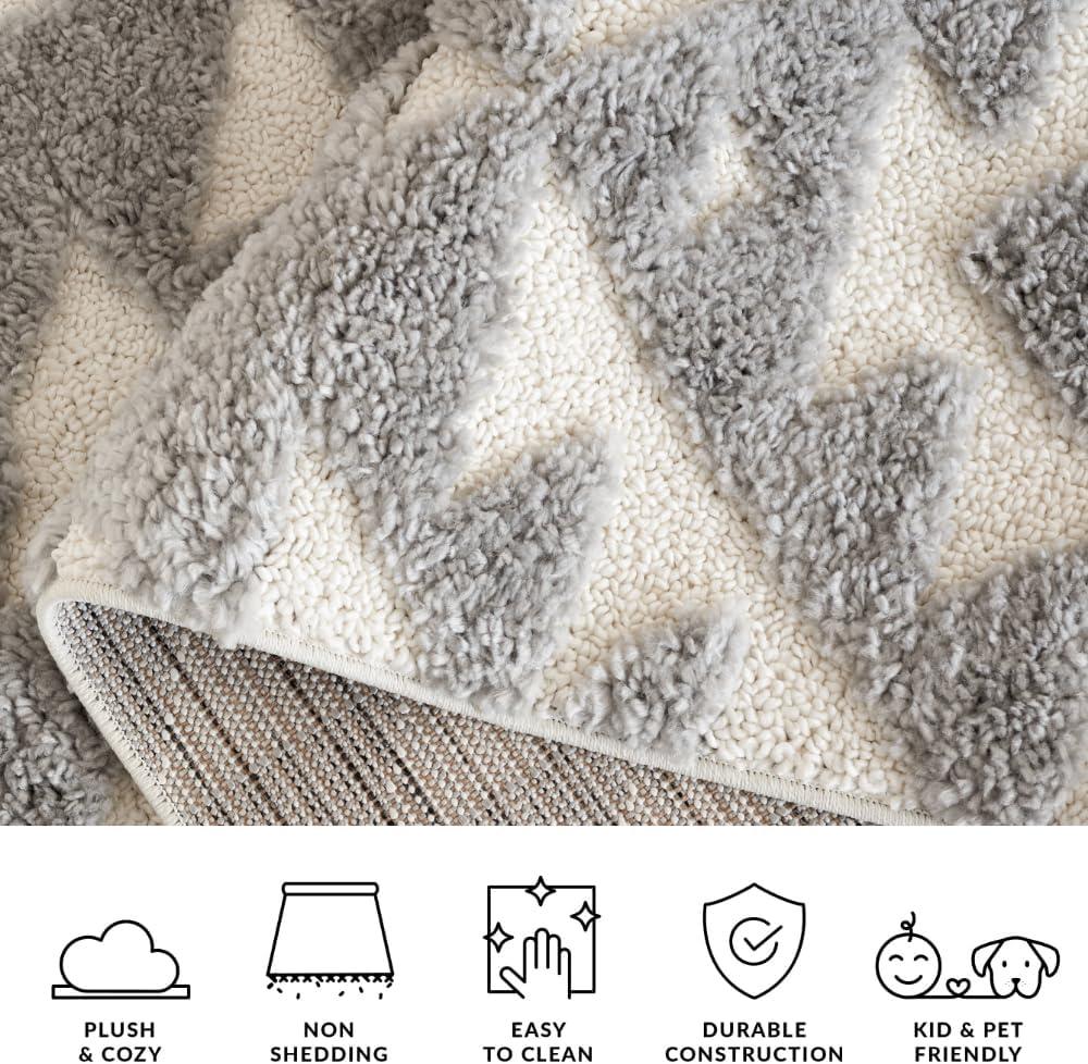 image:imageSAFAVIEH Area Rug 8x10 Moroccan Tassel Shag Collection Large Ivory amp Brown NonShedding amp Easy to Clean Plush HighLow Texture Ideal for Living Room Bedroom Dining Space MTS688AGreyIvory
