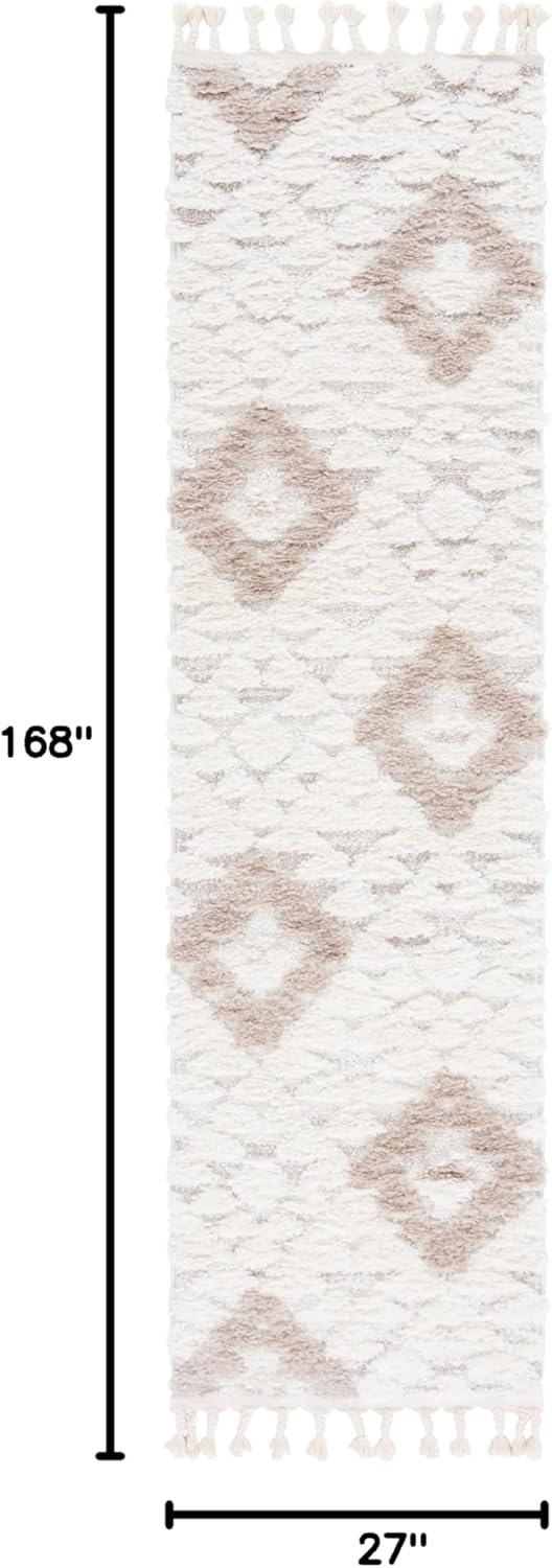 image:imageSAFAVIEH Area Rug 8x10 Moroccan Tassel Shag Collection Large Ivory amp Brown NonShedding amp Easy to Clean Plush HighLow Texture Ideal for Living Room Bedroom Dining Space MTS688AIvoryBeige
