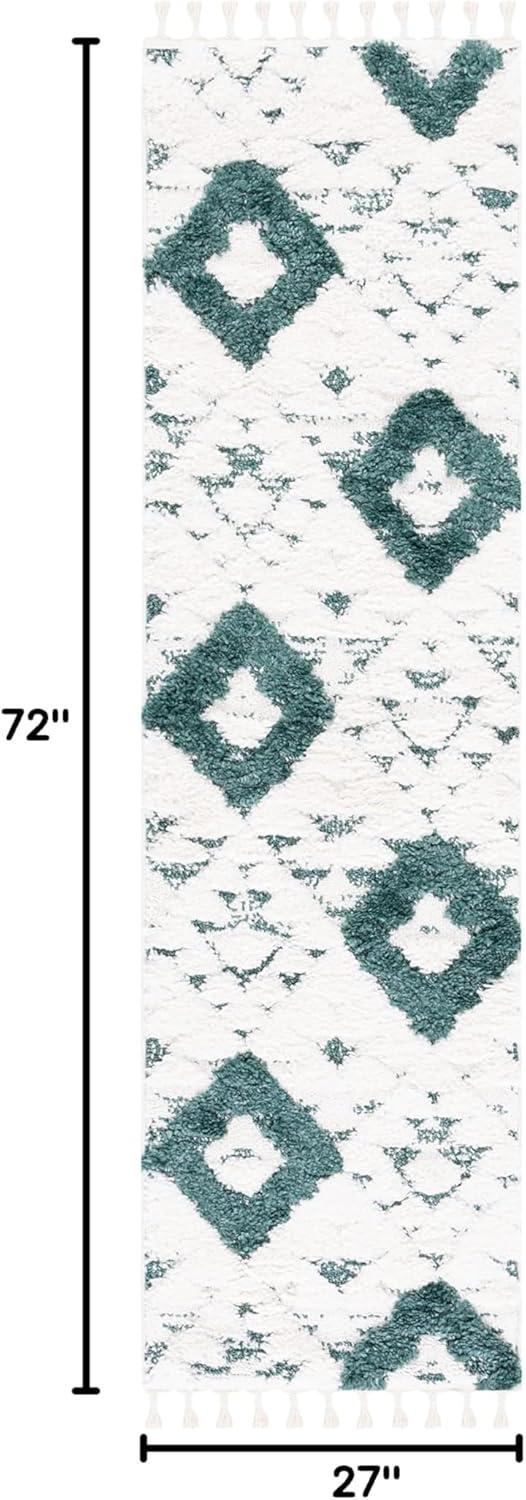 image:imageSAFAVIEH Area Rug 8x10 Moroccan Tassel Shag Collection Large Ivory amp Brown NonShedding amp Easy to Clean Plush HighLow Texture Ideal for Living Room Bedroom Dining Space MTS688AGreenIvory