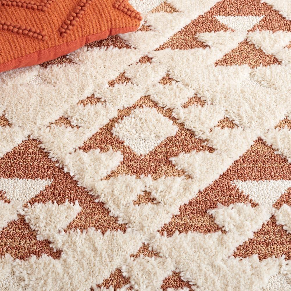 image:imageSAFAVIEH Area Rug 8x10 Moroccan Tassel Shag Collection Large Ivory amp Brown NonShedding amp Easy to Clean Plush HighLow Texture Ideal for Living Room Bedroom Dining Space MTS688AIvoryBrick Rust