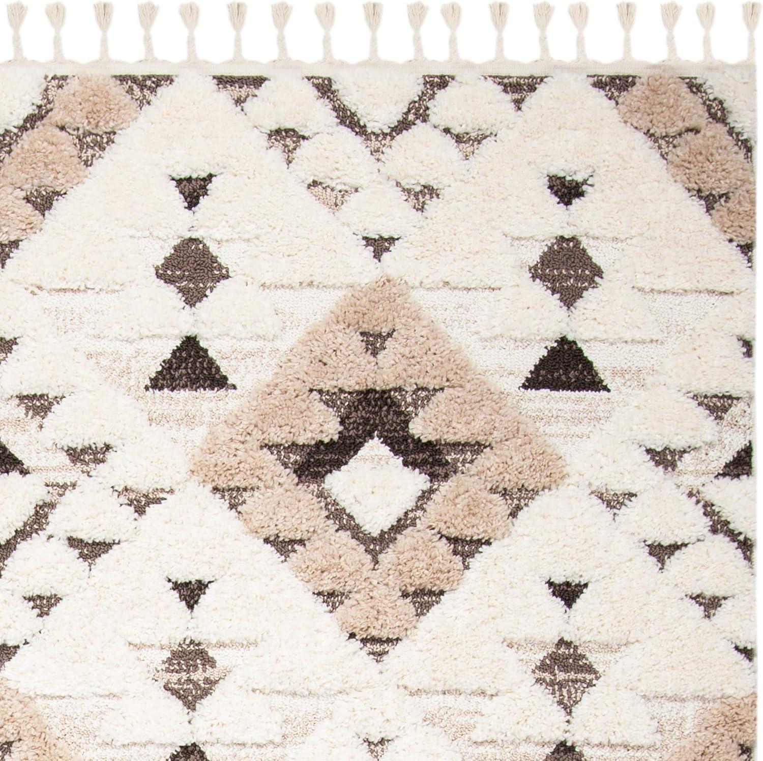 image:imageSAFAVIEH Area Rug 8x10 Moroccan Tassel Shag Collection Large Ivory amp Brown NonShedding amp Easy to Clean Plush HighLow Texture Ideal for Living Room Bedroom Dining Space MTS688AIvoryBrown