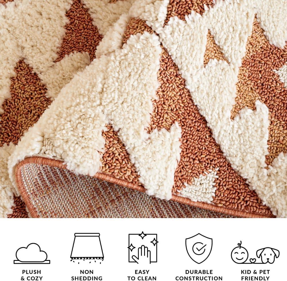 image:imageSAFAVIEH Area Rug 8x10 Moroccan Tassel Shag Collection Large Ivory amp Brown NonShedding amp Easy to Clean Plush HighLow Texture Ideal for Living Room Bedroom Dining Space MTS688AIvoryBrick Rust
