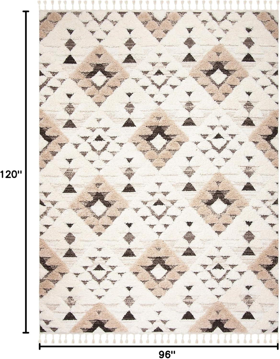 image:imageSAFAVIEH Area Rug 8x10 Moroccan Tassel Shag Collection Large Ivory amp Brown NonShedding amp Easy to Clean Plush HighLow Texture Ideal for Living Room Bedroom Dining Space MTS688AIvoryBrown