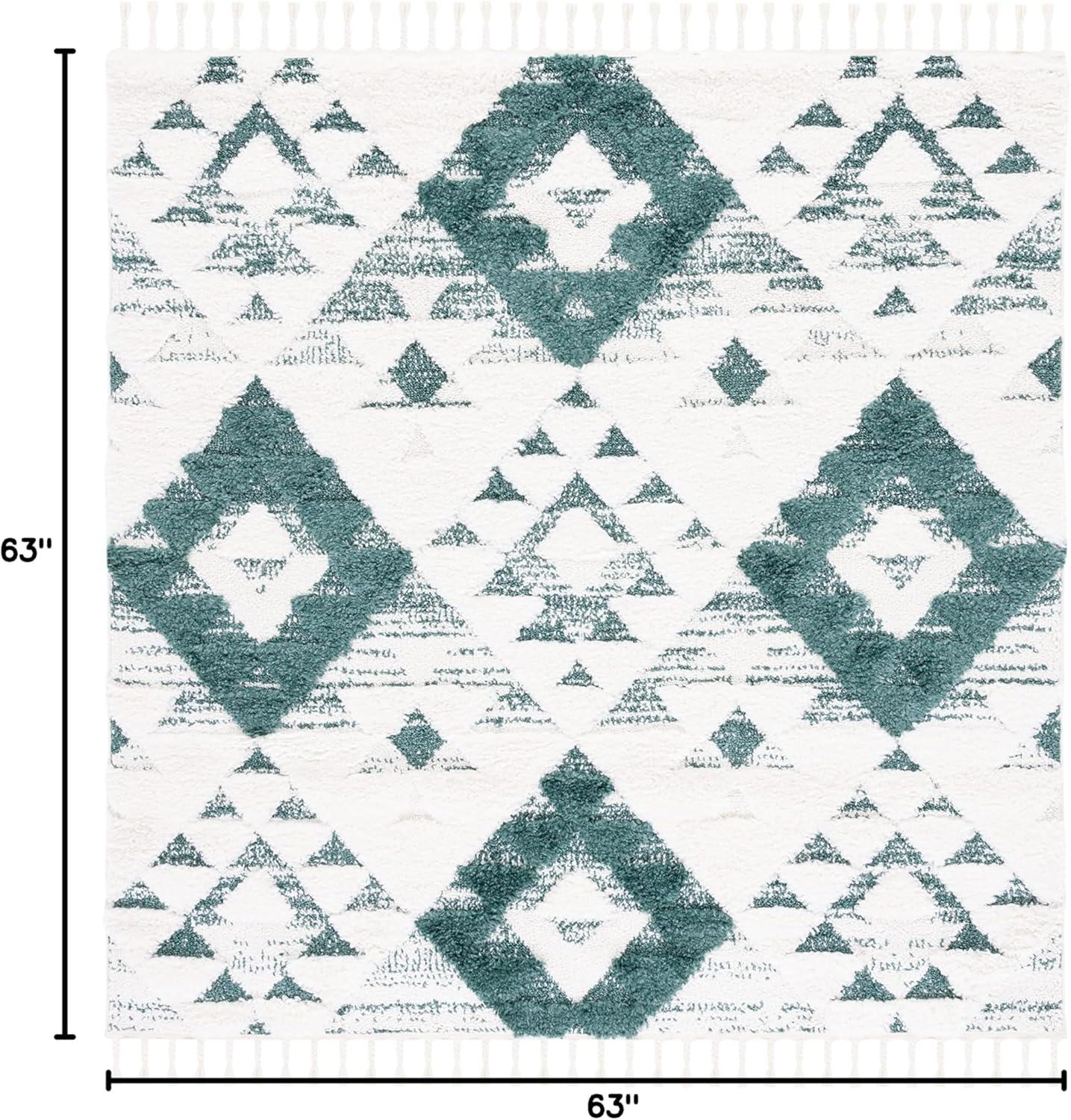 image:imageSAFAVIEH Area Rug 8x10 Moroccan Tassel Shag Collection Large Ivory amp Brown NonShedding amp Easy to Clean Plush HighLow Texture Ideal for Living Room Bedroom Dining Space MTS688AGreenIvory