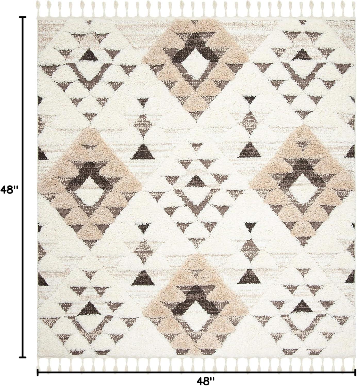 image:imageSAFAVIEH Area Rug 8x10 Moroccan Tassel Shag Collection Large Ivory amp Brown NonShedding amp Easy to Clean Plush HighLow Texture Ideal for Living Room Bedroom Dining Space MTS688AIvoryBrown