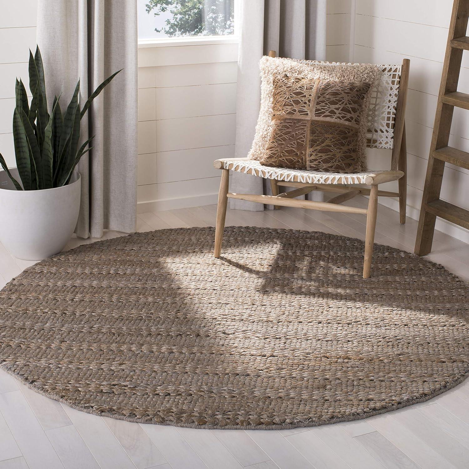 image:imageSAFAVIEH Area Rug 8x10 Natural Fiber Collection Large Bleach Handmade Jute Braided Woven Design Ideal for Living Room Bedroom NF212DBeige