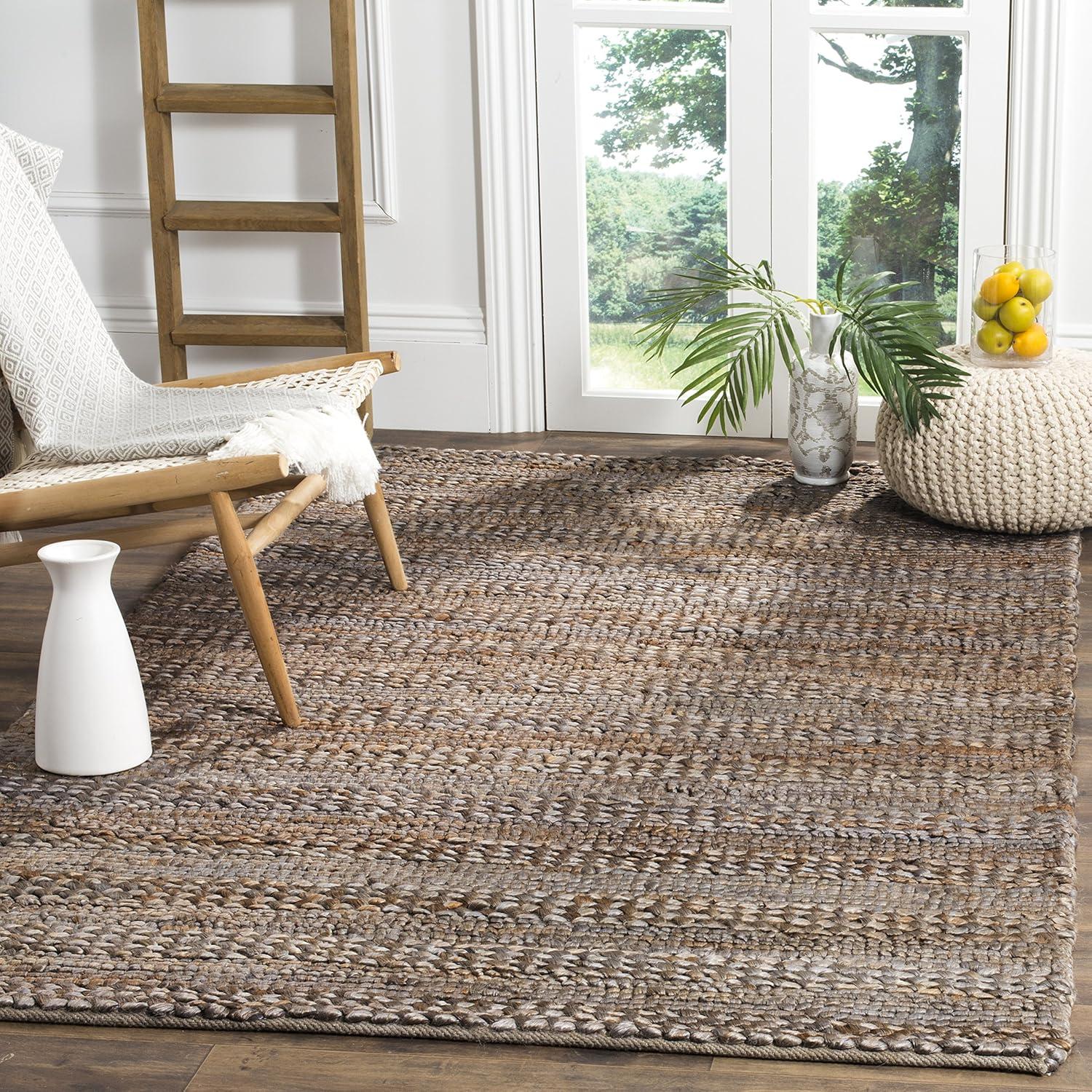 image:imageSAFAVIEH Area Rug 8x10 Natural Fiber Collection Large Bleach Handmade Jute Braided Woven Design Ideal for Living Room Bedroom NF212DBeige
