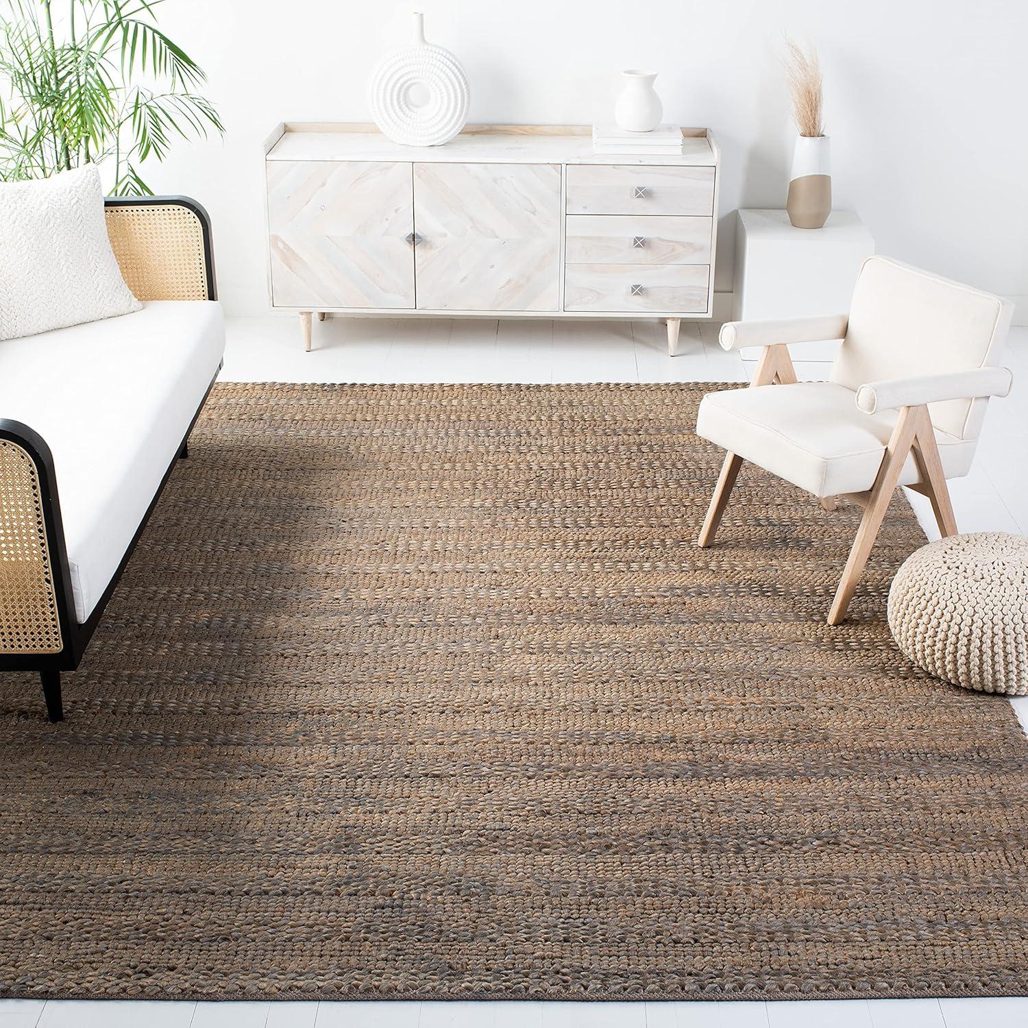 image:imageSAFAVIEH Area Rug 8x10 Natural Fiber Collection Large Bleach Handmade Jute Braided Woven Design Ideal for Living Room Bedroom NF212DBeige