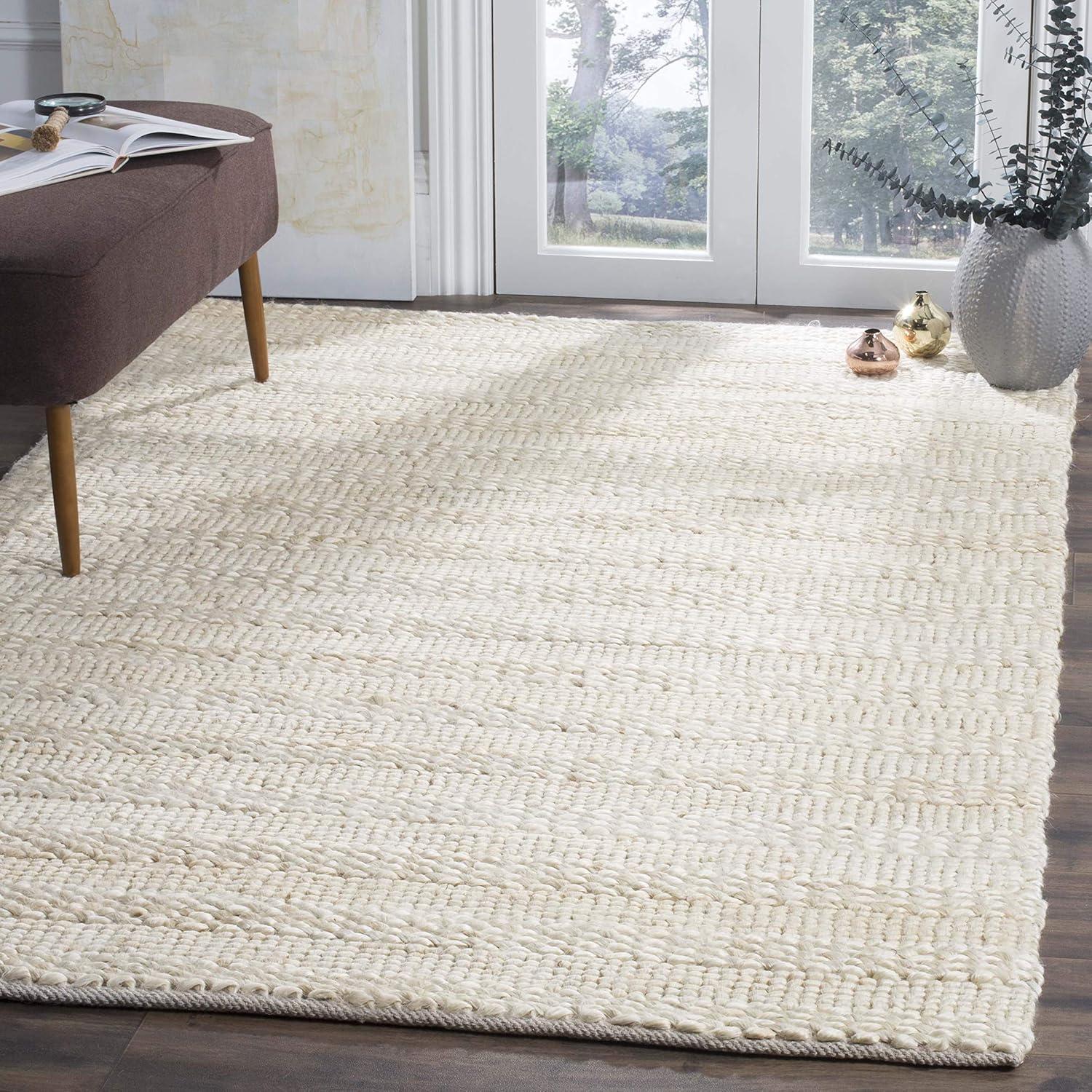 image:imageSAFAVIEH Area Rug 8x10 Natural Fiber Collection Large Bleach Handmade Jute Braided Woven Design Ideal for Living Room Bedroom NF212DBleach