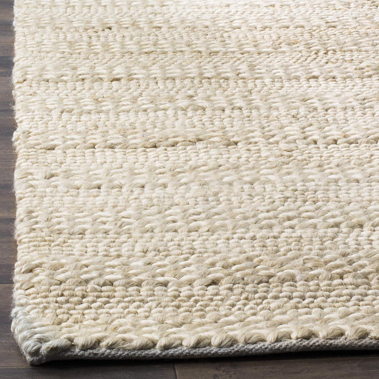 image:imageSAFAVIEH Area Rug 8x10 Natural Fiber Collection Large Bleach Handmade Jute Braided Woven Design Ideal for Living Room Bedroom NF212DBleach