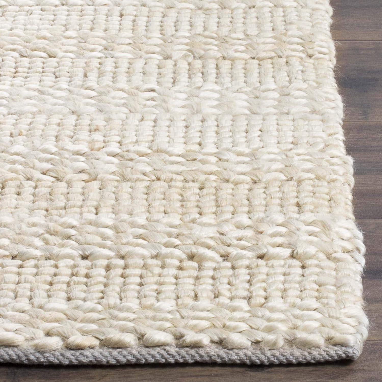 image:imageSAFAVIEH Area Rug 8x10 Natural Fiber Collection Large Bleach Handmade Jute Braided Woven Design Ideal for Living Room Bedroom NF212DBleach