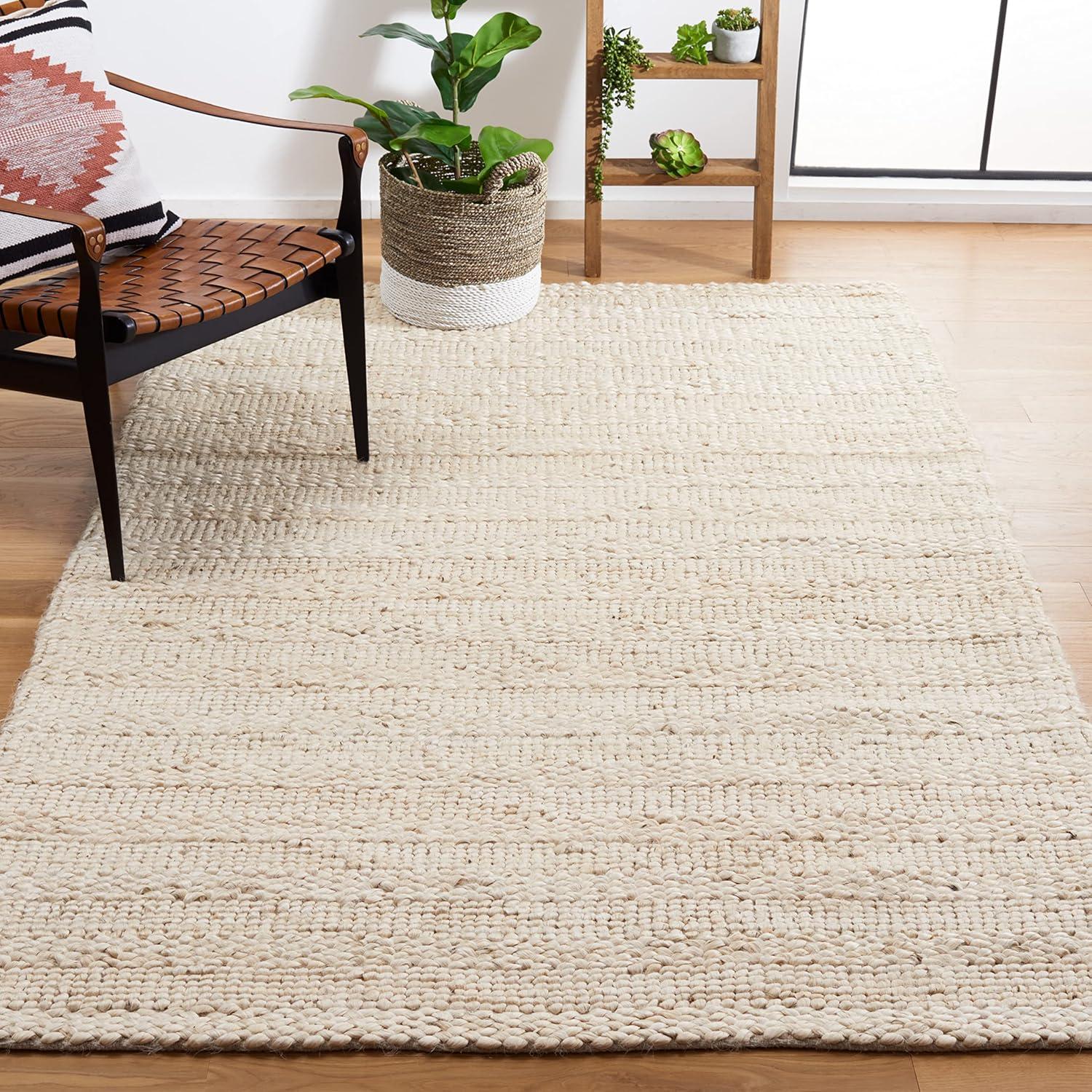 image:imageSAFAVIEH Area Rug 8x10 Natural Fiber Collection Large Bleach Handmade Jute Braided Woven Design Ideal for Living Room Bedroom NF212DBleach