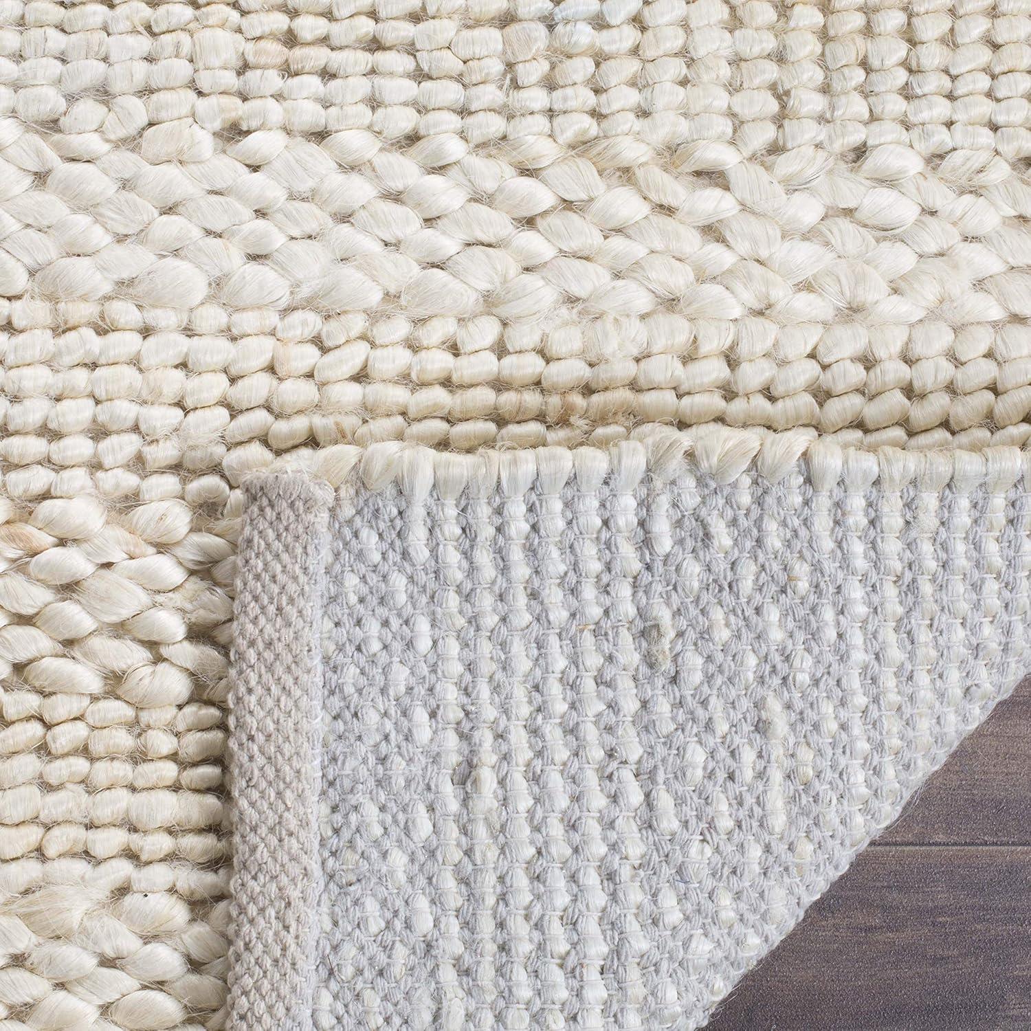 image:imageSAFAVIEH Area Rug 8x10 Natural Fiber Collection Large Bleach Handmade Jute Braided Woven Design Ideal for Living Room Bedroom NF212DBleach