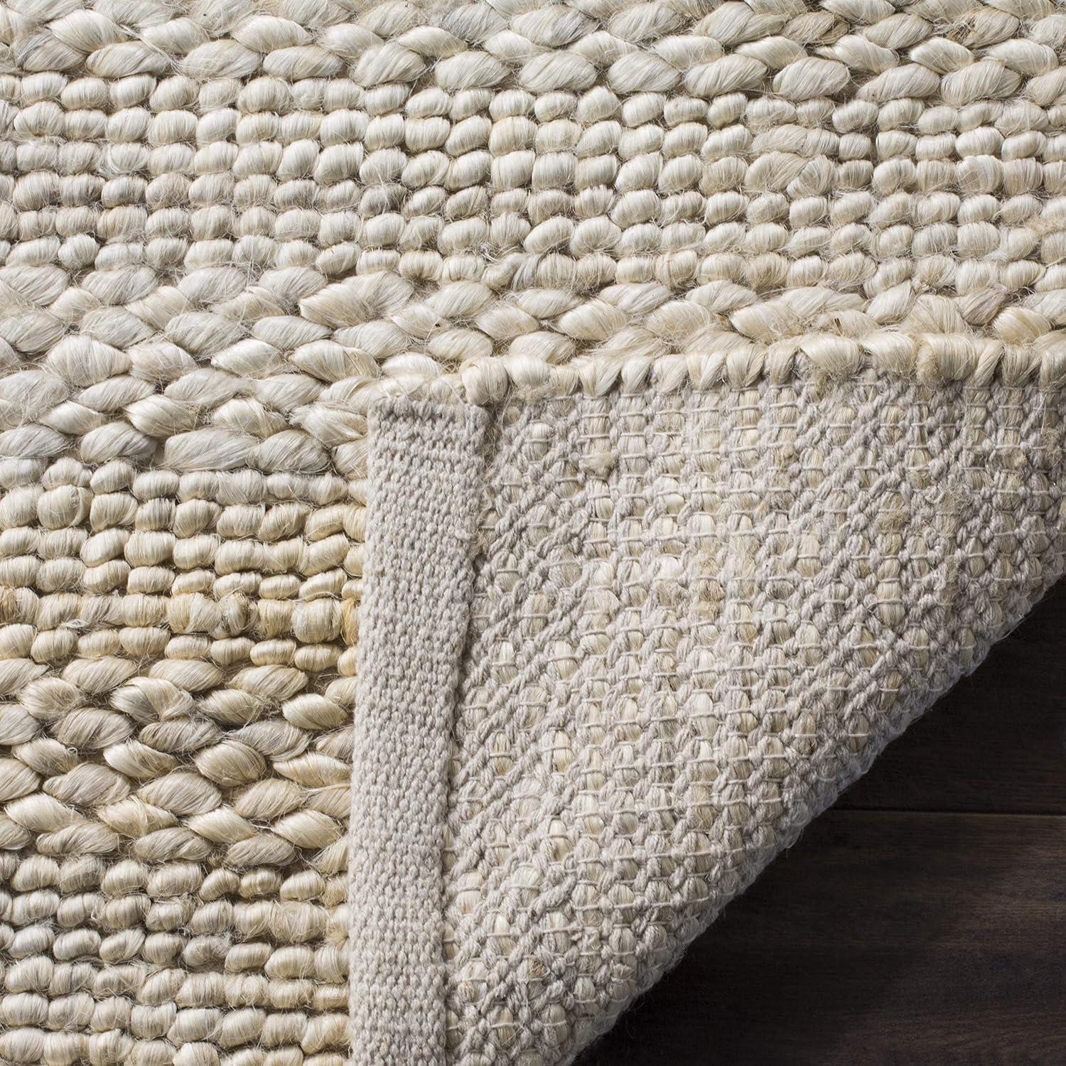 image:imageSAFAVIEH Area Rug 8x10 Natural Fiber Collection Large Bleach Handmade Jute Braided Woven Design Ideal for Living Room Bedroom NF212DBleach