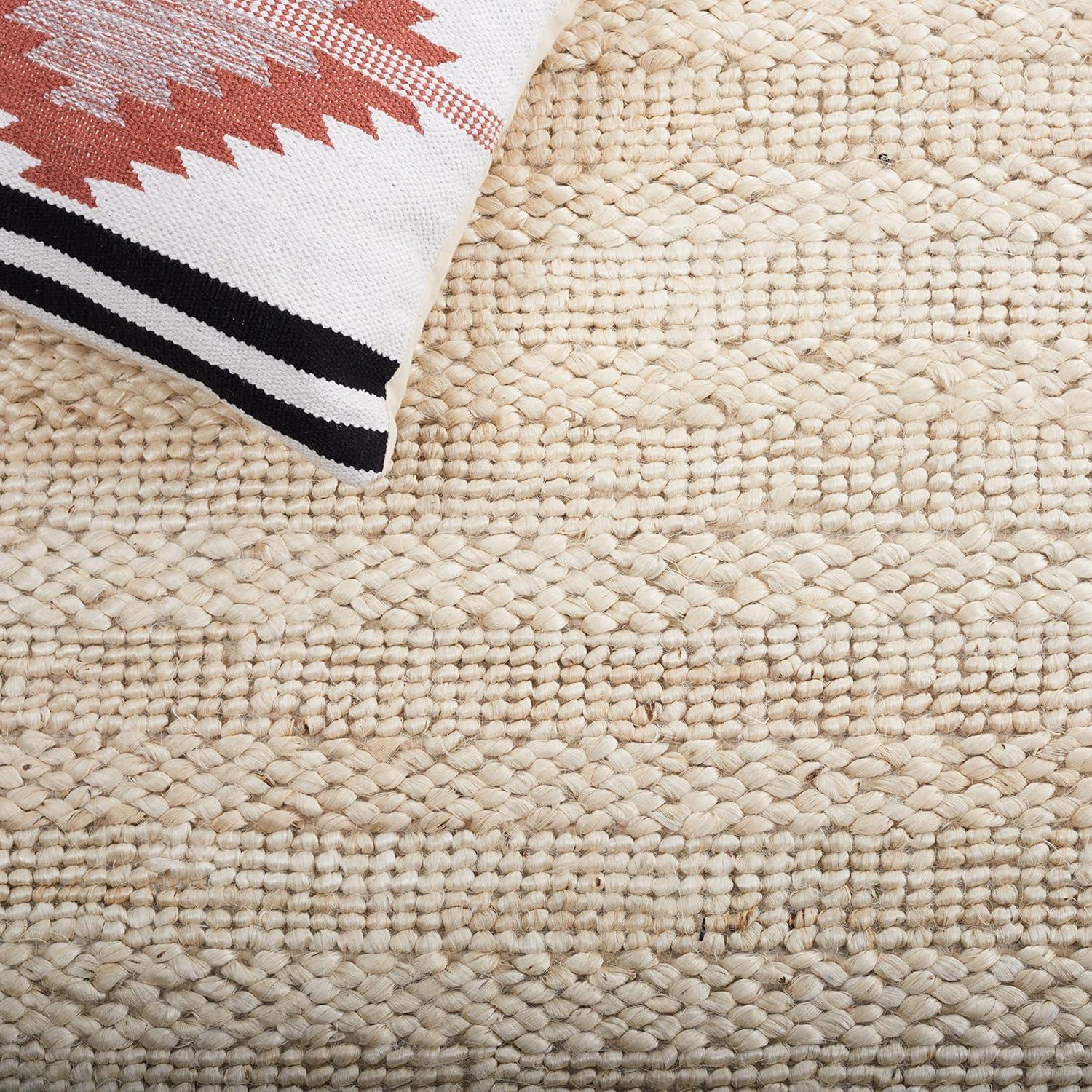 image:imageSAFAVIEH Area Rug 8x10 Natural Fiber Collection Large Bleach Handmade Jute Braided Woven Design Ideal for Living Room Bedroom NF212DBleach