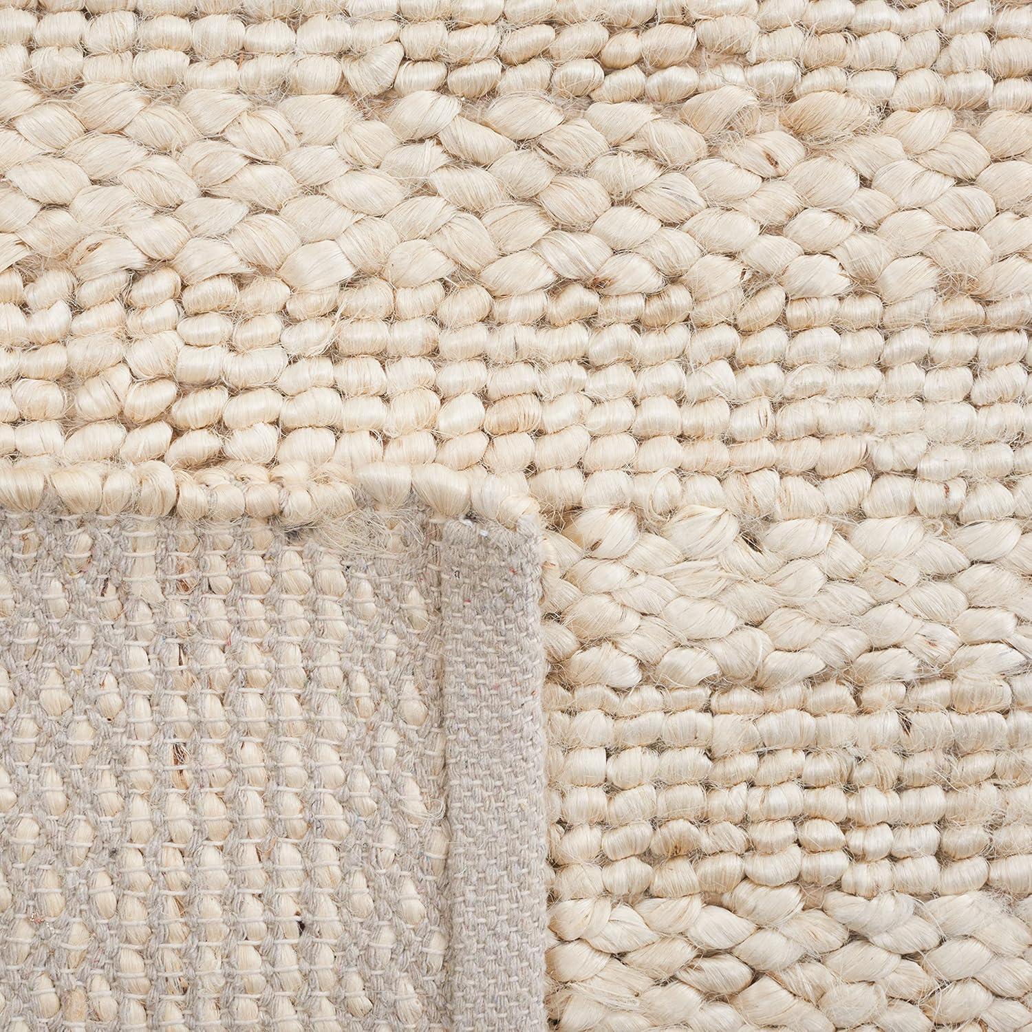 image:imageSAFAVIEH Area Rug 8x10 Natural Fiber Collection Large Bleach Handmade Jute Braided Woven Design Ideal for Living Room Bedroom NF212DBleach