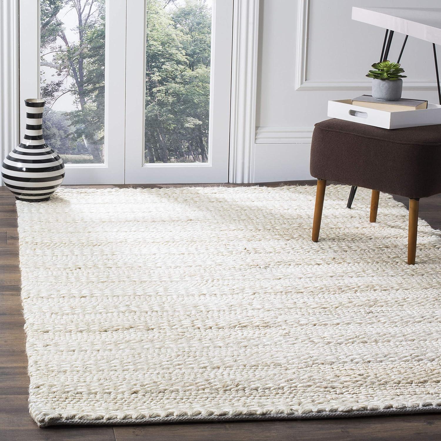 image:imageSAFAVIEH Area Rug 8x10 Natural Fiber Collection Large Bleach Handmade Jute Braided Woven Design Ideal for Living Room Bedroom NF212DBleach