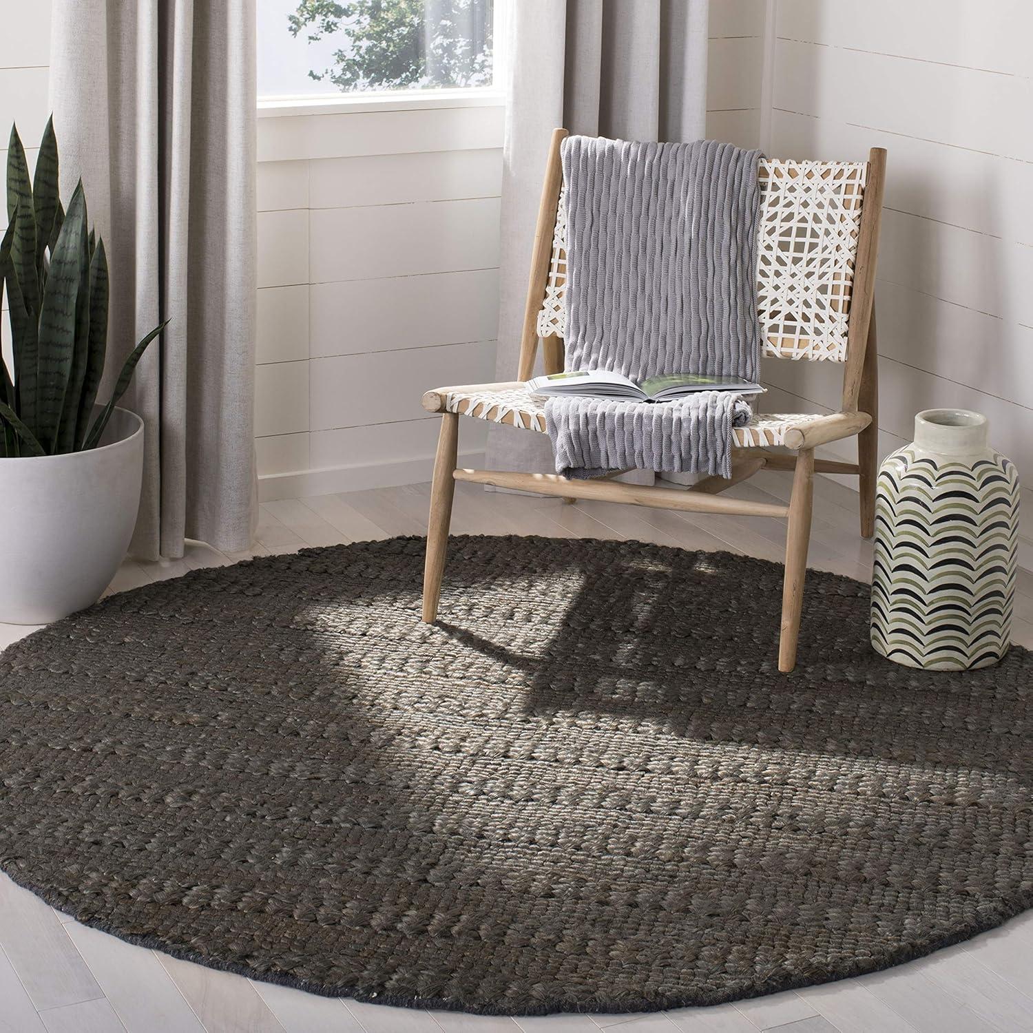 image:imageSAFAVIEH Area Rug 8x10 Natural Fiber Collection Large Bleach Handmade Jute Braided Woven Design Ideal for Living Room Bedroom NF212DCharcoal