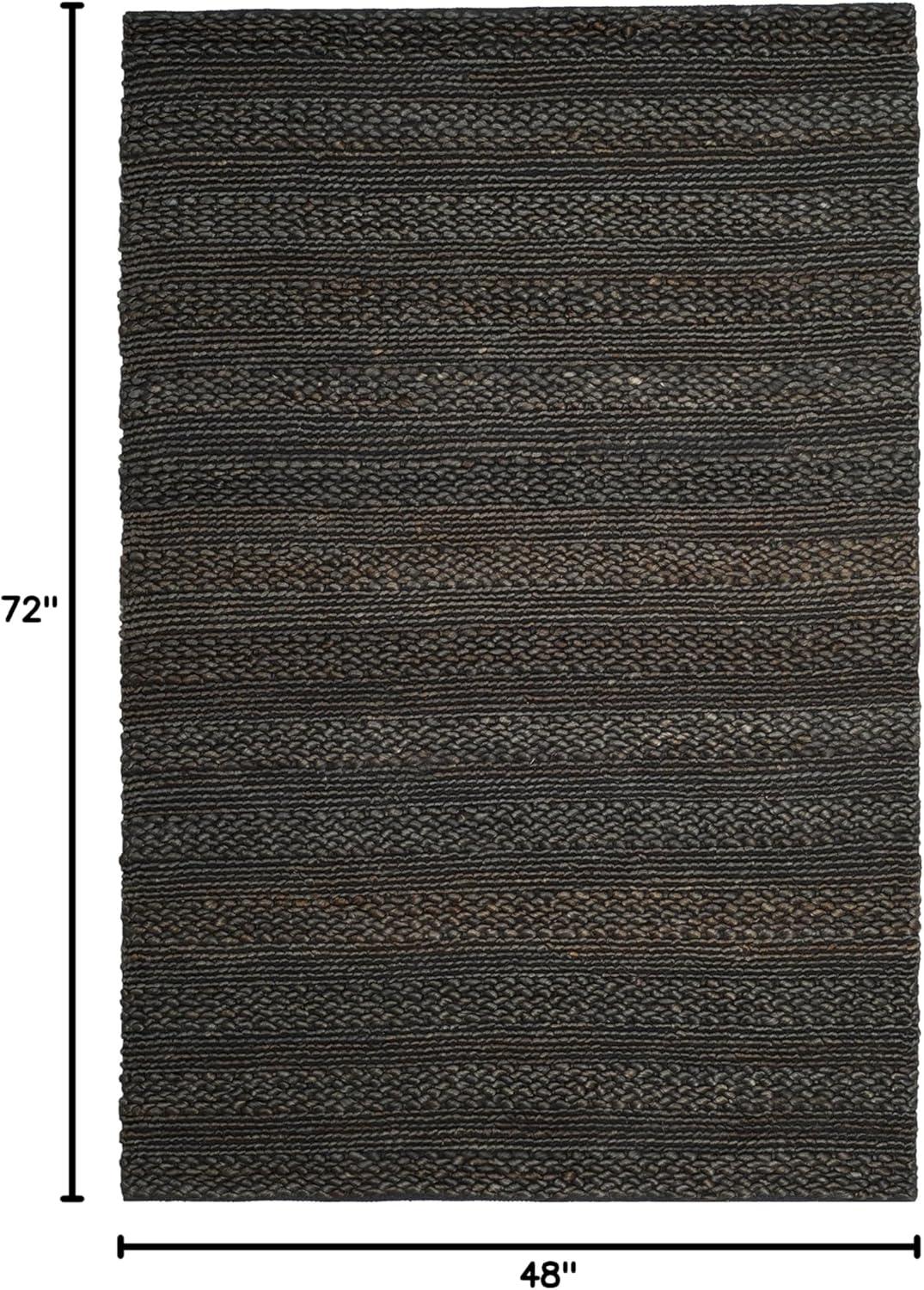 image:imageSAFAVIEH Area Rug 8x10 Natural Fiber Collection Large Bleach Handmade Jute Braided Woven Design Ideal for Living Room Bedroom NF212DCharcoal