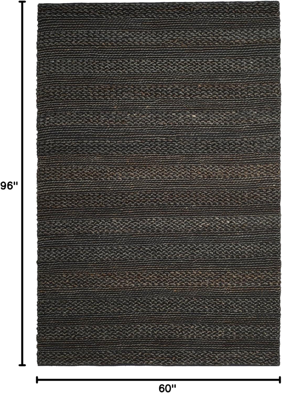 image:imageSAFAVIEH Area Rug 8x10 Natural Fiber Collection Large Bleach Handmade Jute Braided Woven Design Ideal for Living Room Bedroom NF212DCharcoal