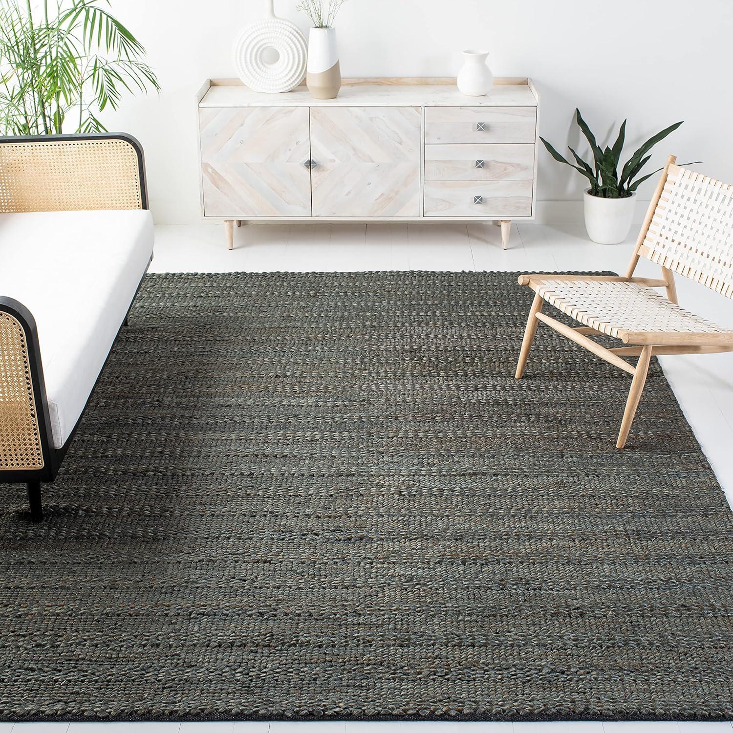 image:imageSAFAVIEH Area Rug 8x10 Natural Fiber Collection Large Bleach Handmade Jute Braided Woven Design Ideal for Living Room Bedroom NF212DCharcoal