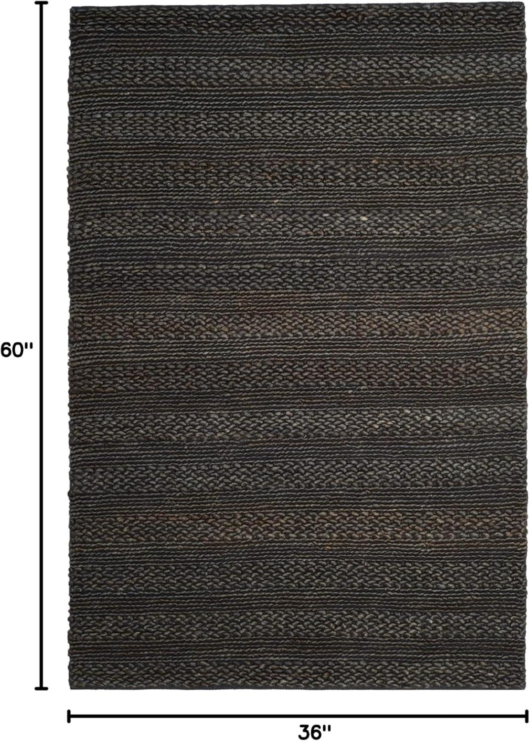 image:imageSAFAVIEH Area Rug 8x10 Natural Fiber Collection Large Bleach Handmade Jute Braided Woven Design Ideal for Living Room Bedroom NF212DCharcoal