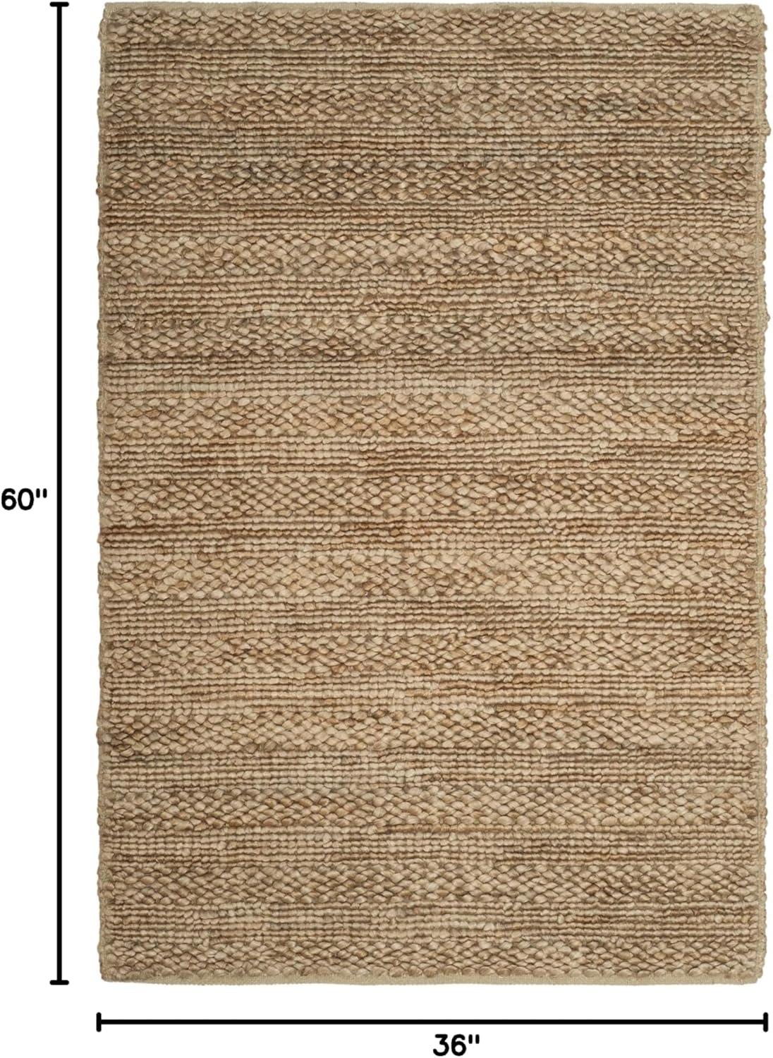 image:imageSAFAVIEH Area Rug 8x10 Natural Fiber Collection Large Bleach Handmade Jute Braided Woven Design Ideal for Living Room Bedroom NF212DNatural