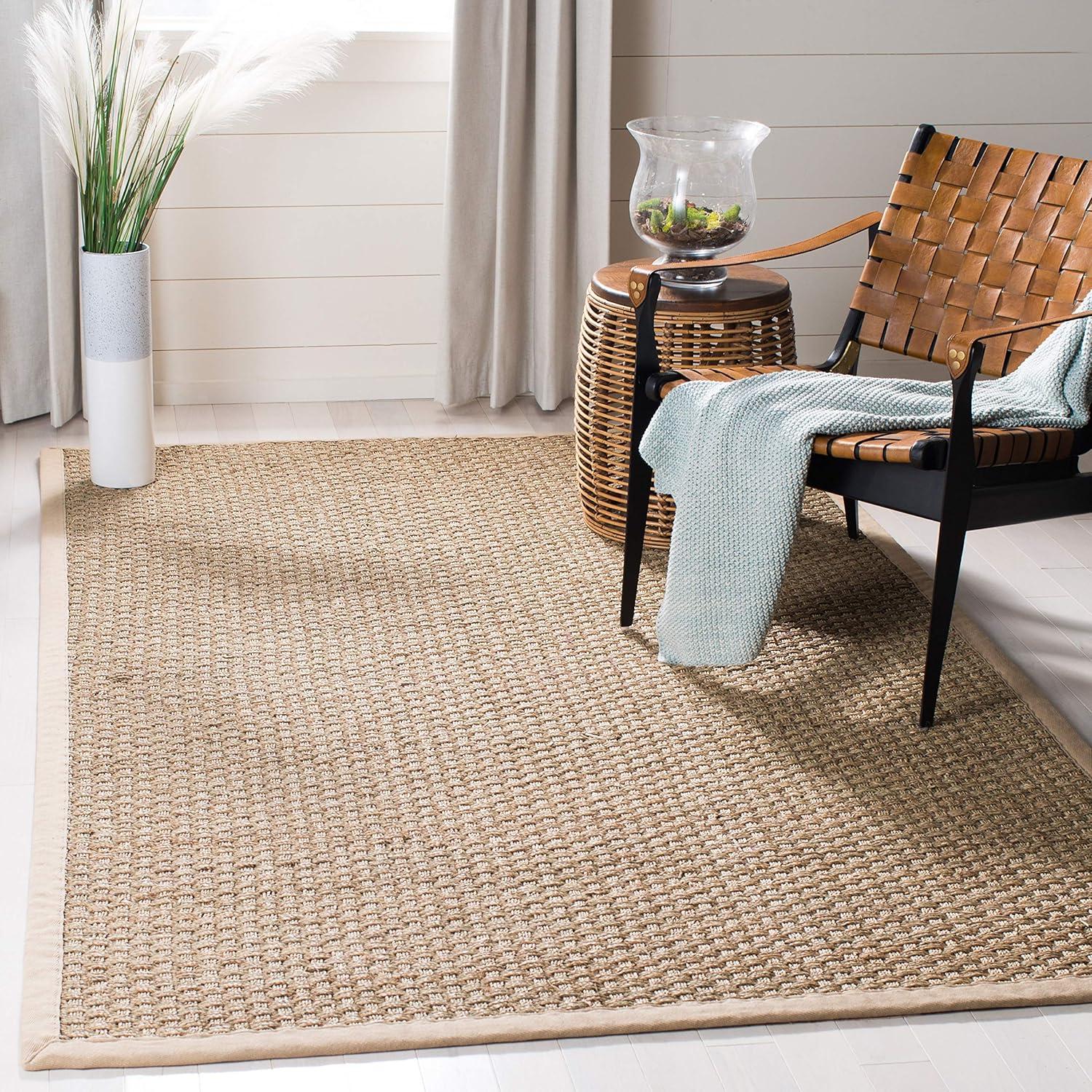 image:imageSAFAVIEH Area Rug 8x10 Natural Fiber Collection Large Natural amp Beige Seagrass Basketweave Pattern NF114ANaturalBeige