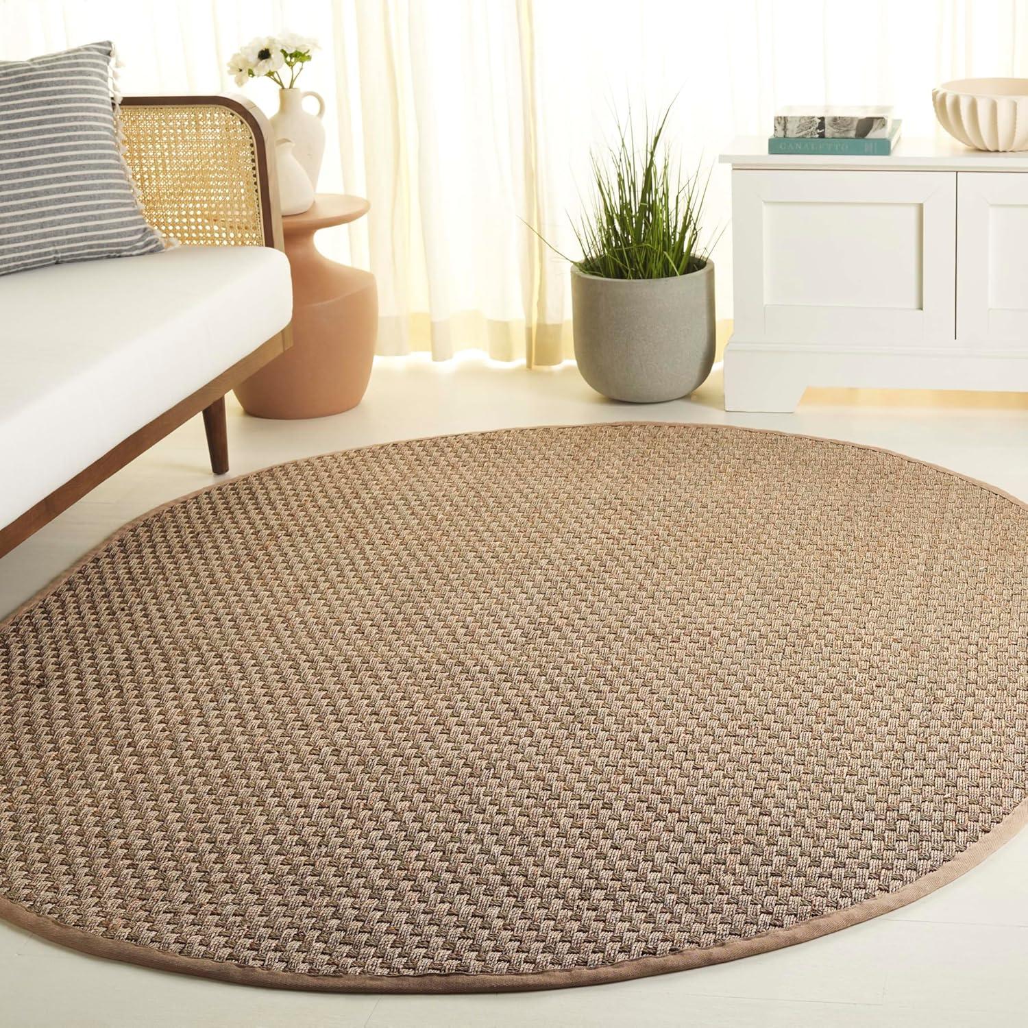 image:imageSAFAVIEH Area Rug 8x10 Natural Fiber Collection Large Natural amp Beige Seagrass Basketweave Pattern NF114ANaturalBeige