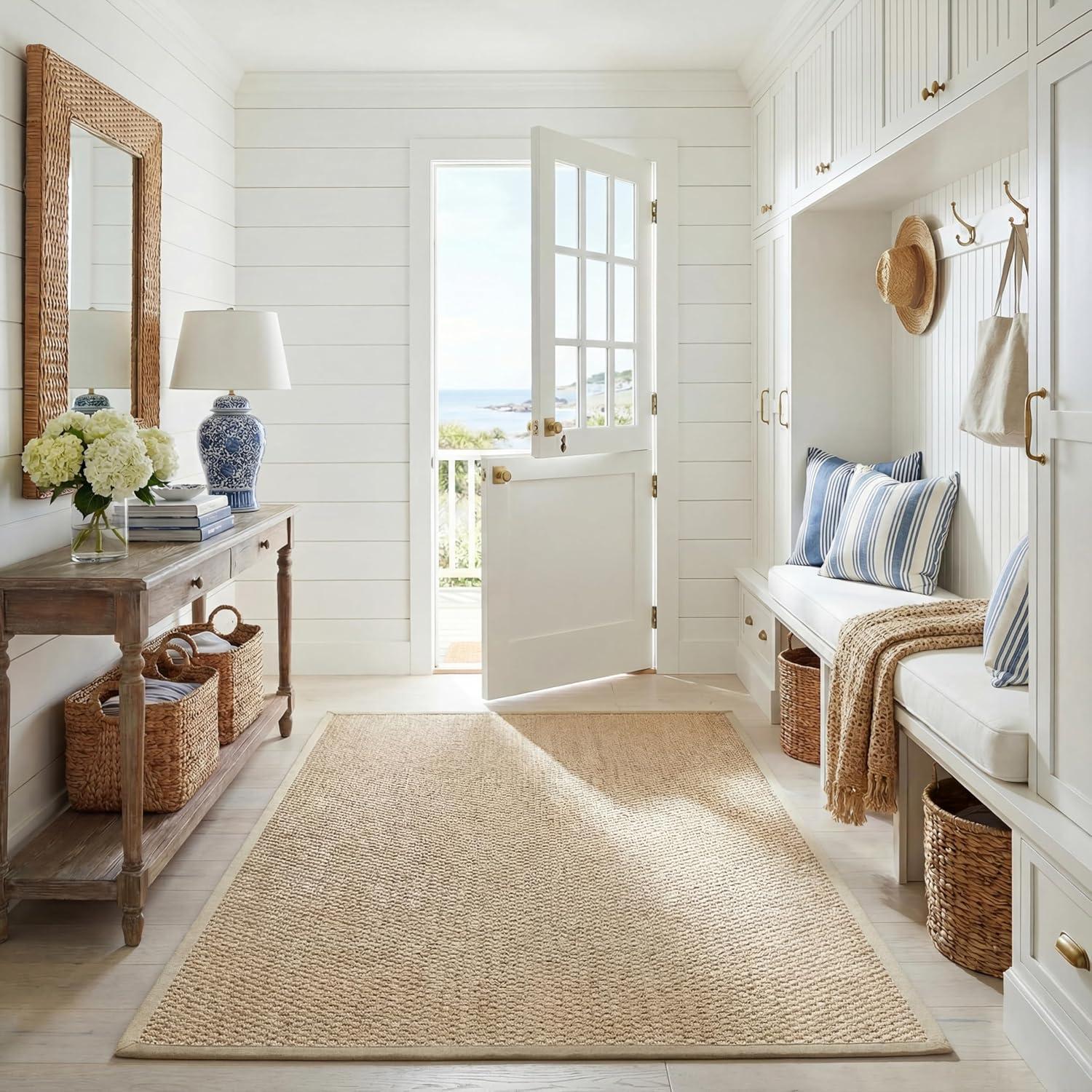 image:imageSAFAVIEH Area Rug 8x10 Natural Fiber Collection Large Natural amp Beige Seagrass Basketweave Pattern NF114ANaturalBeige