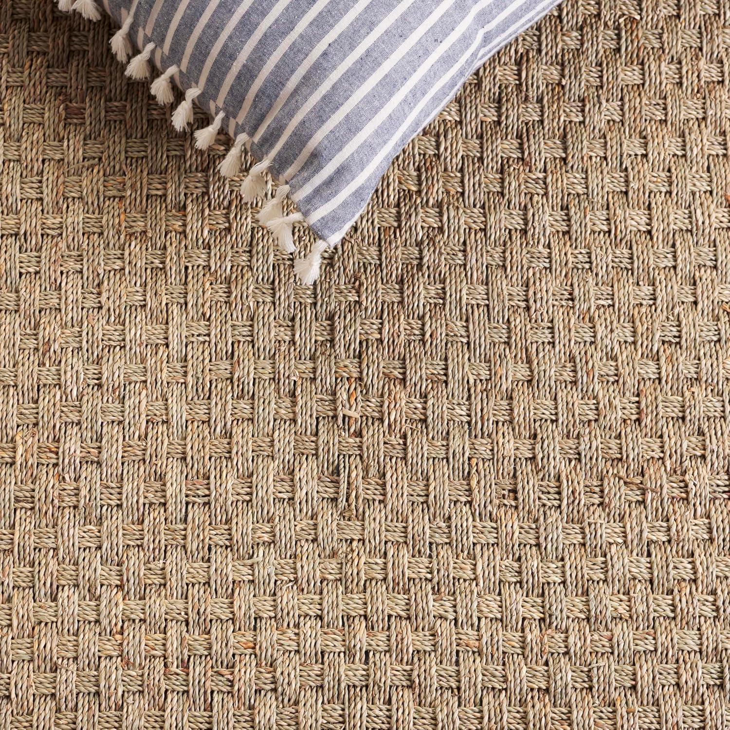 image:imageSAFAVIEH Area Rug 8x10 Natural Fiber Collection Large Natural amp Beige Seagrass Basketweave Pattern NF114ANaturalBeige